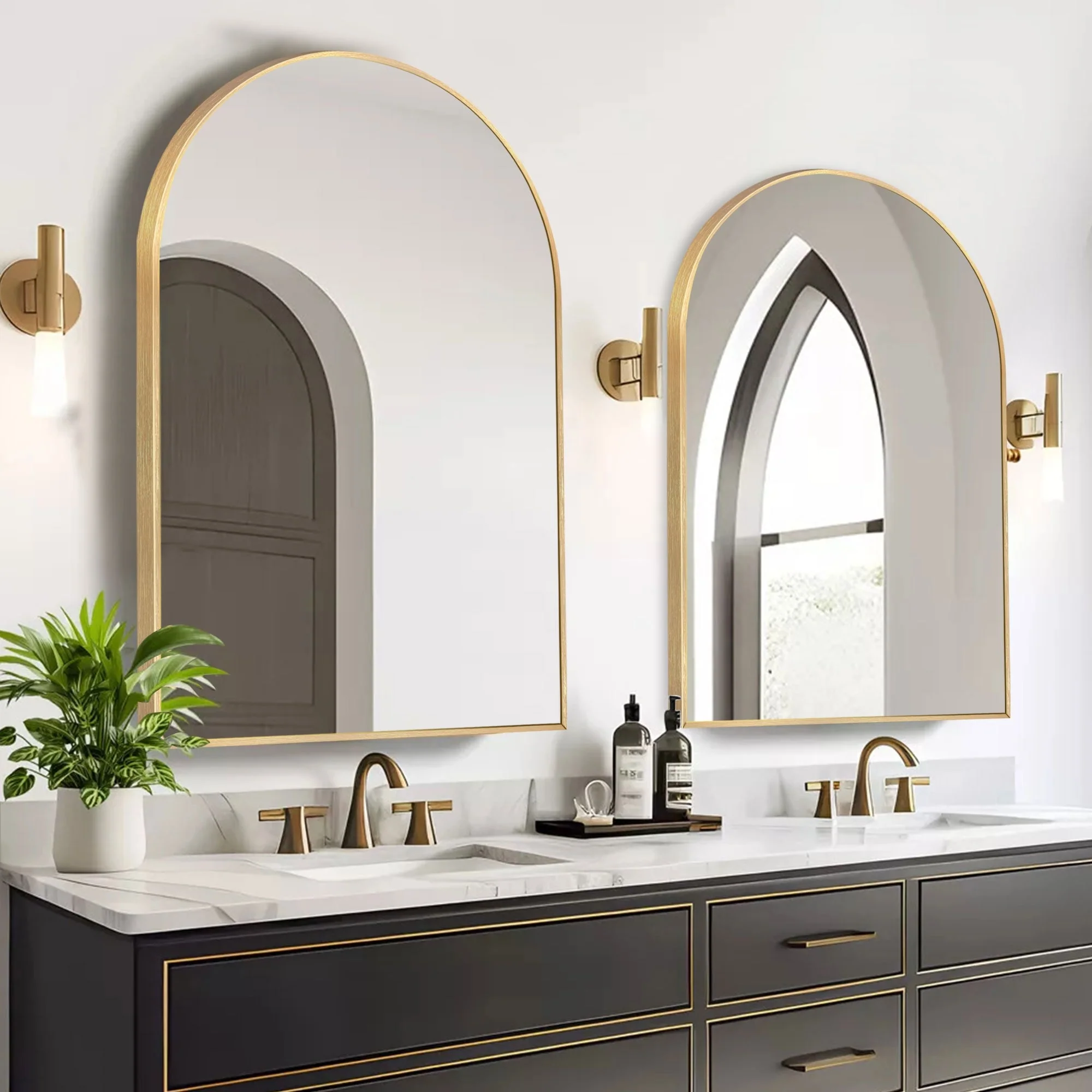 Modern Arch Aluminum Bathroom Wall Mirror, Wall Mounted Vanity Mirror for Bathroom, Bedroom and Home Decor - Image 17