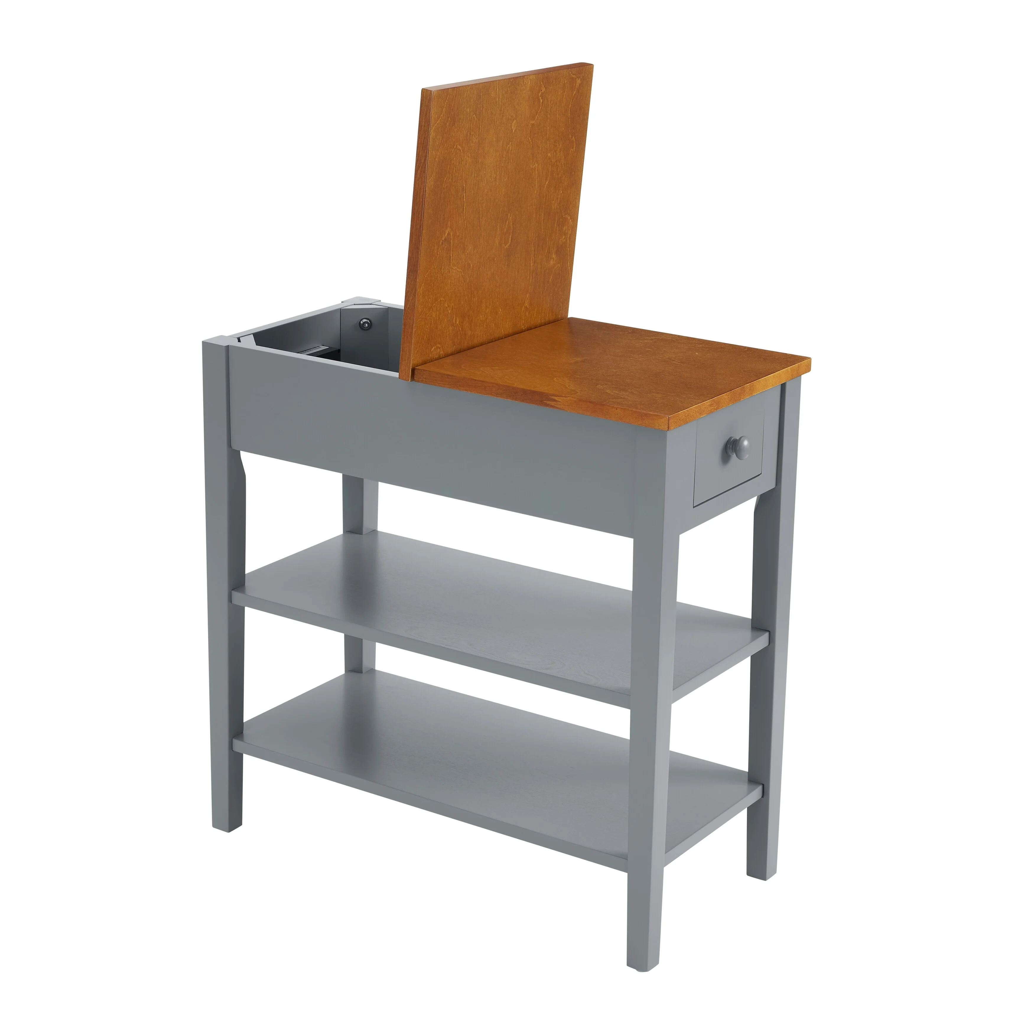 Narrow 2-Tone End Table with USB Charging Ports, Small Space Side Table - Image 7