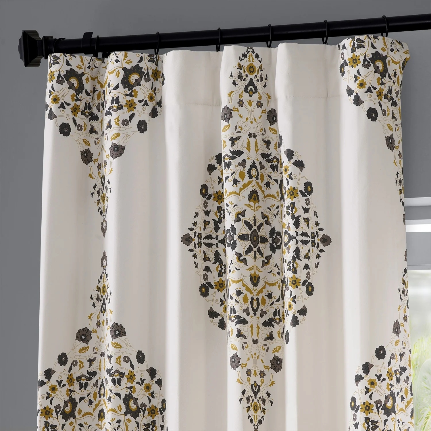 Medallion Damask Printed Cotton Room Darkening Curtain Panel, 1 Piece - Image 26