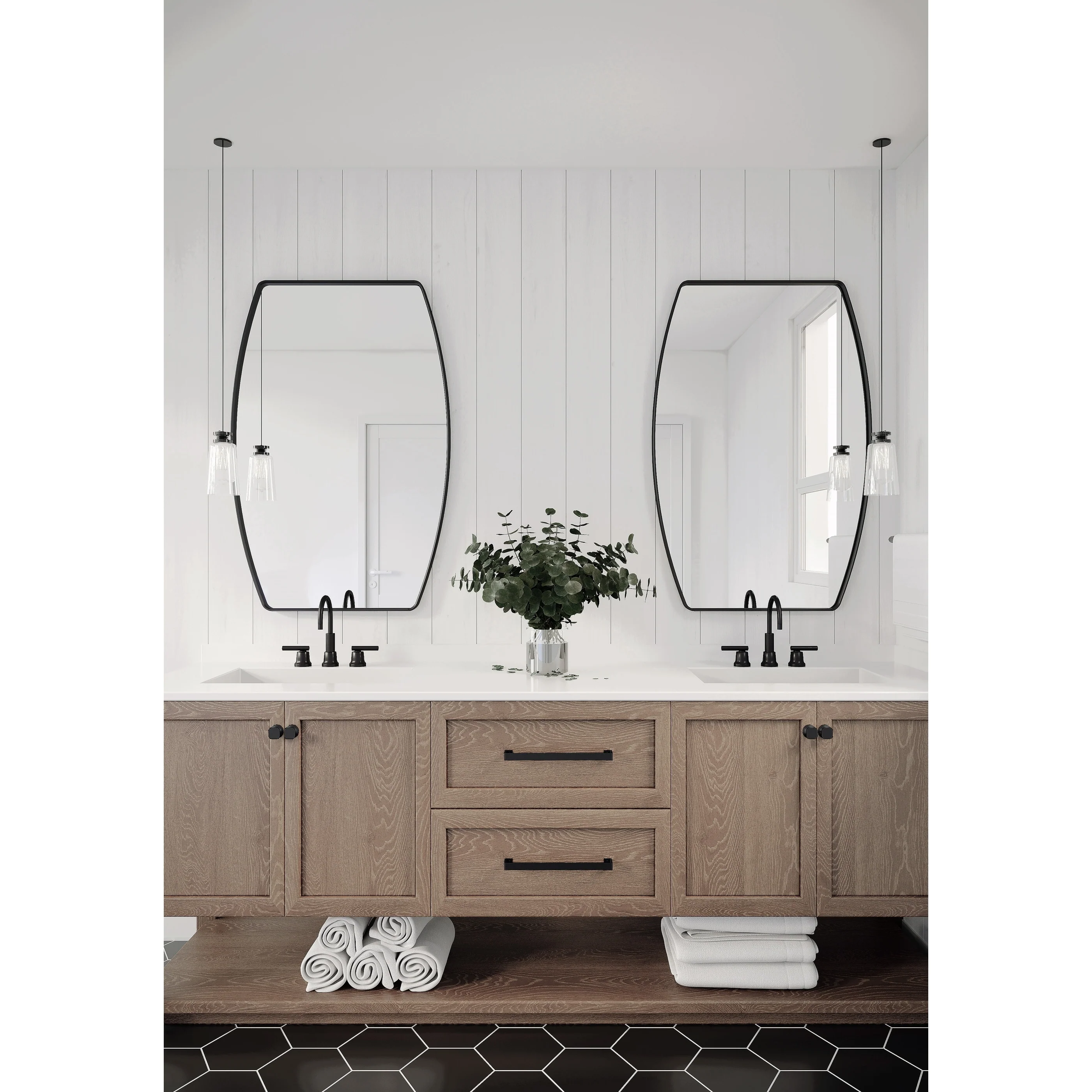Modern Oblong Metal Wall Mirror, Decorative Elongated Hanging Mirror for Living Room, Bedroom and Entryway - Image 8