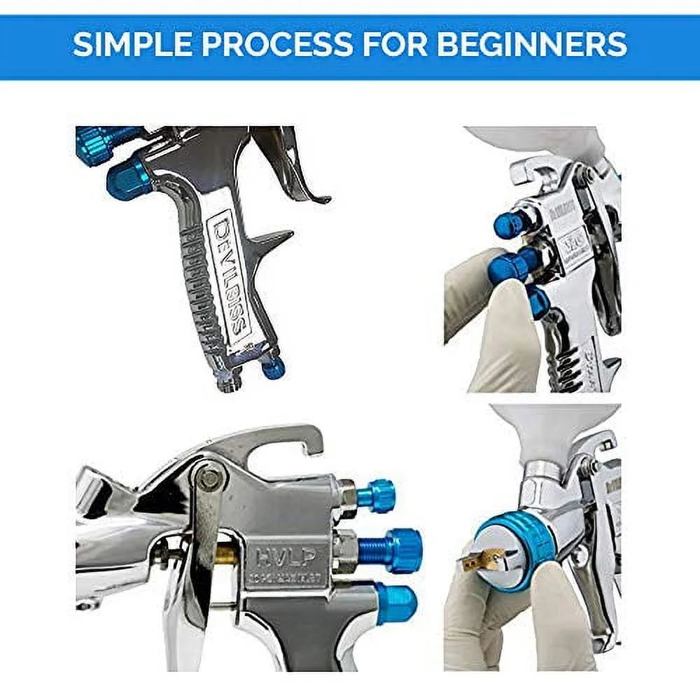 DeVilBiss STARTINGLINE HVLP Spray Gun for Painting Control 1.3mm Gravity Feed Paint Gun with 600milliliter Plastic Cup - Image 3