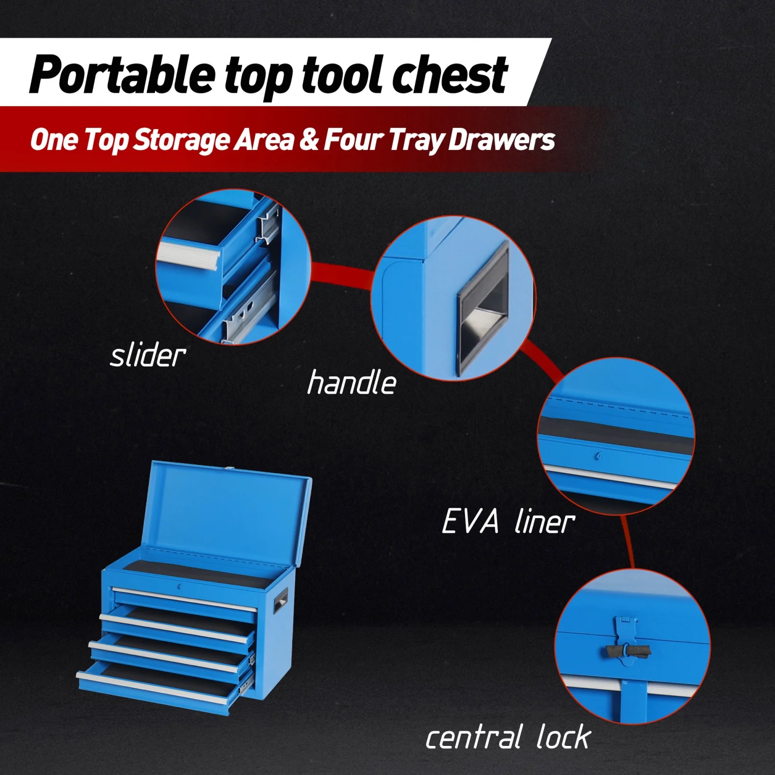 5-Drawer Rolling Tool Chest, 2 in 1 Detachable Tool Box with Lockable Wheels, Adjustable Shelf, and Liner for Garage and Workshop Storage (Yellow) - Image 30