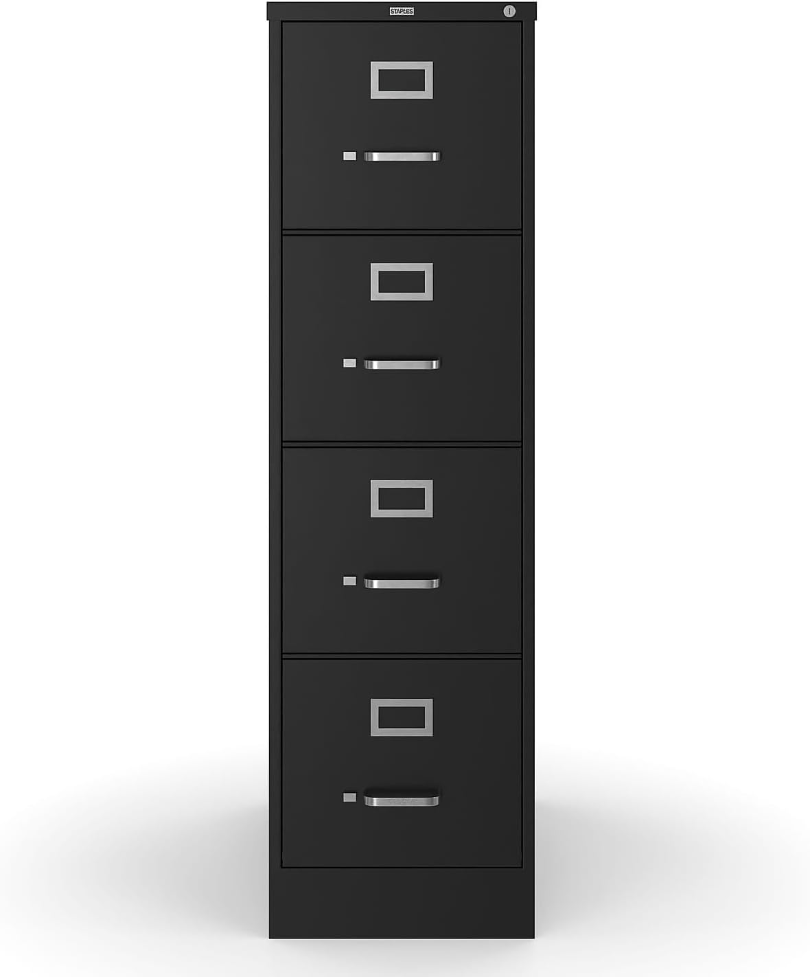 4-Drawer Lockable File Cabinet, Black - Image 4
