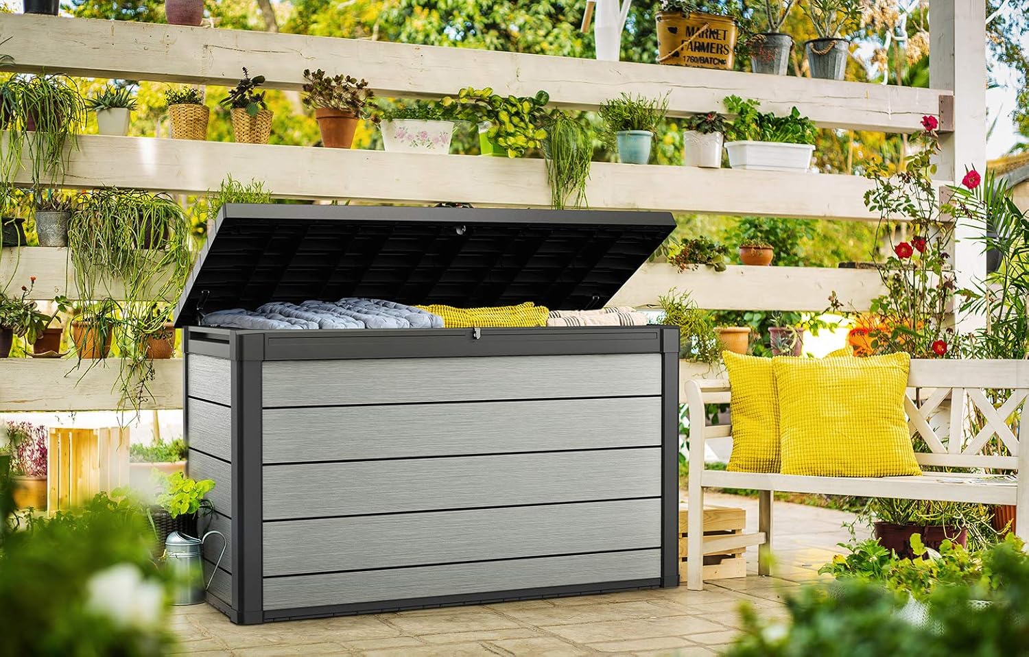 200 Gallon Resin Deck Box, Extra Large Outdoor Storage Container for Patio, Garden, Yard and Pool Area - Image 9