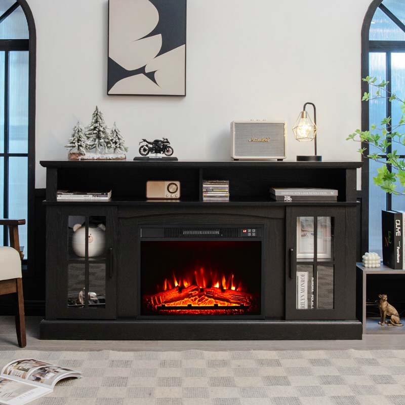 58" TV Console with 23" Fireplace Insert, Fireplace TV Stand for TVs up to 65 Inches, 1400W Electric Fireplace Heater - Image 2