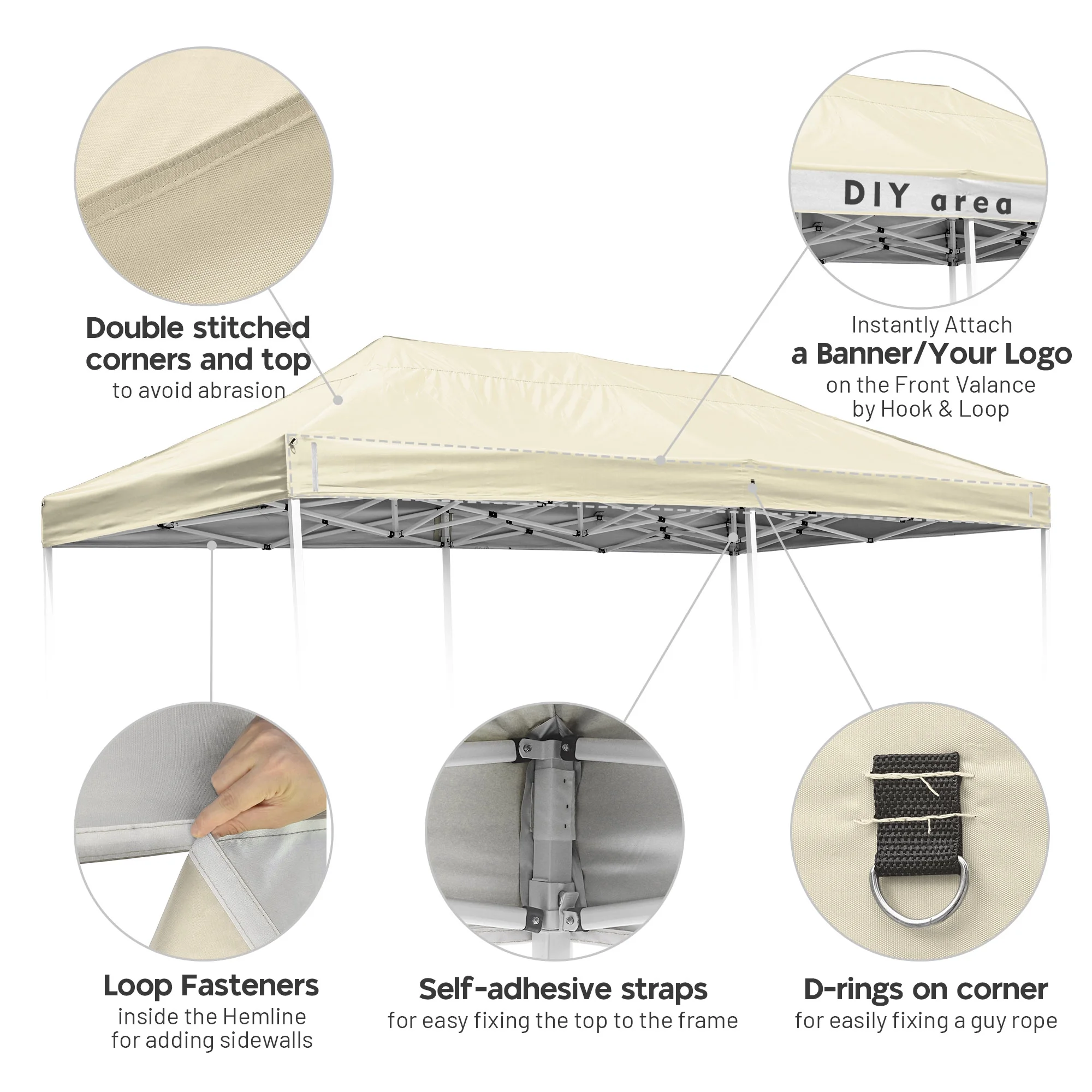 InstaHibit 10x20Ft Replacement Pop up Canopy Top Sunshade Cover Outdoor Patio - Image 6