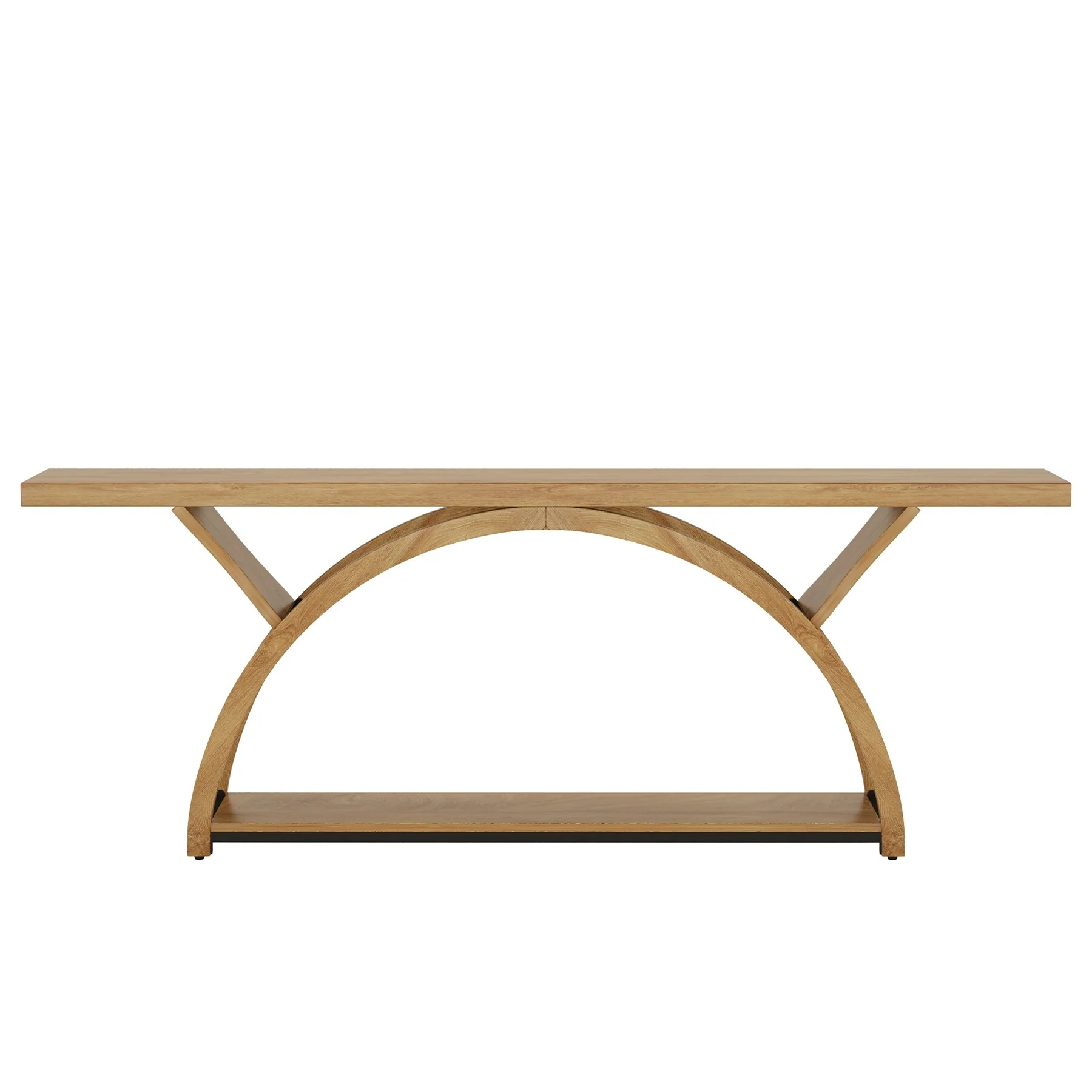 Gray 2-Tier Slim Console Sofa Table, Semi-Circular Metal Frame for Hallway - Image 9