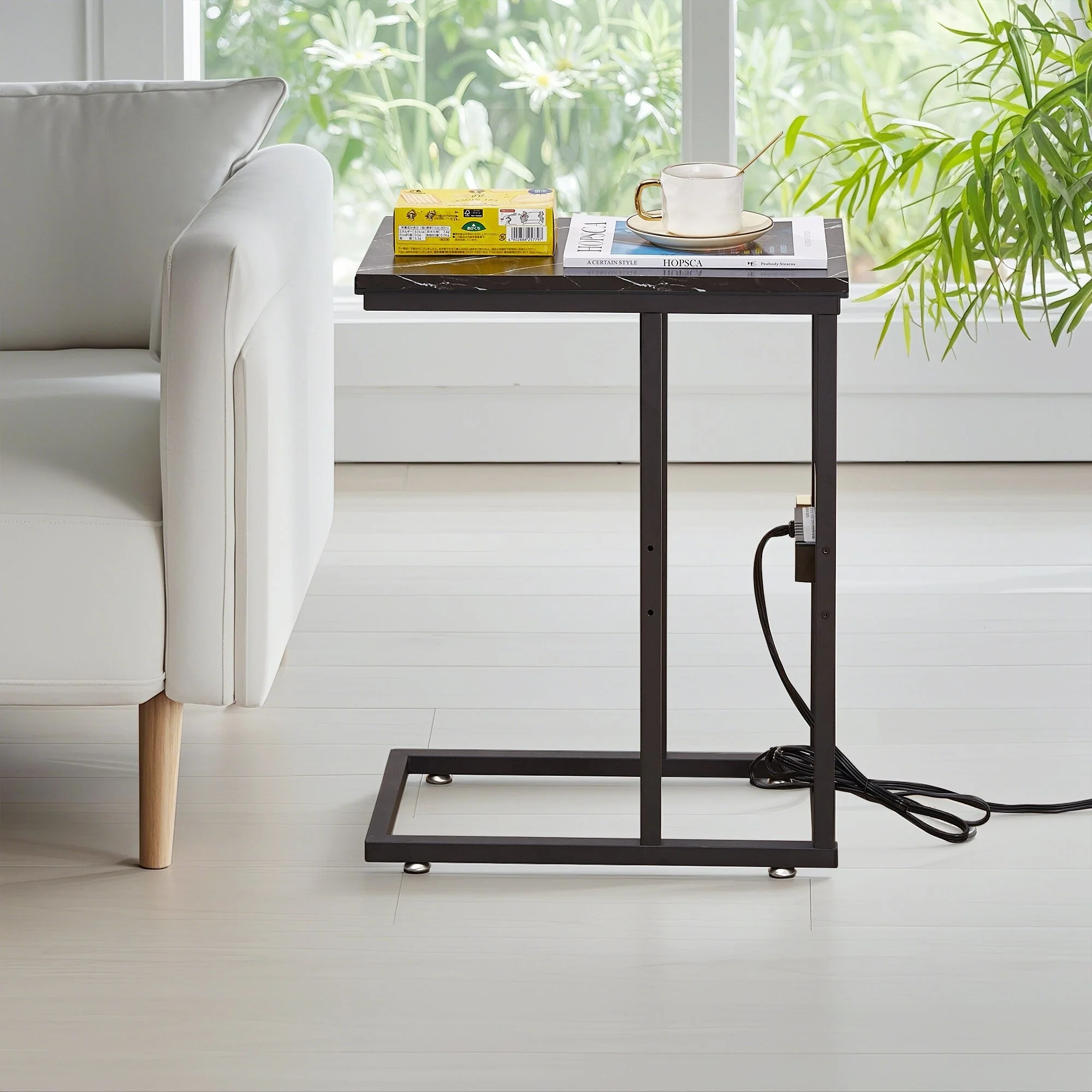 Set of 2 C-Shaped Sofa Side Tables, Small End Tables for Living Room, Bedside and TV Tray - Image 22