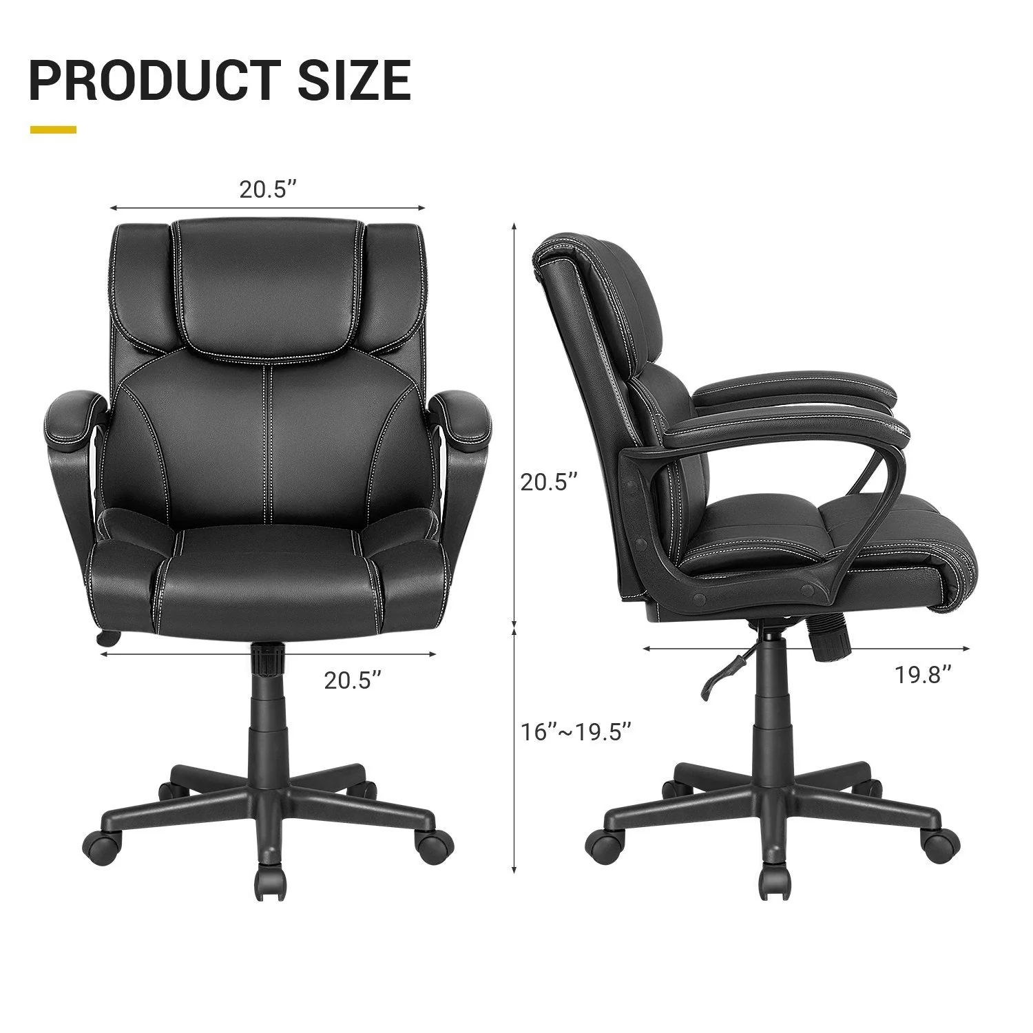 Mid Back Office Chair, Ergonomic Swivel Computer Task Chair for Home Office, Work and Study - Image 9