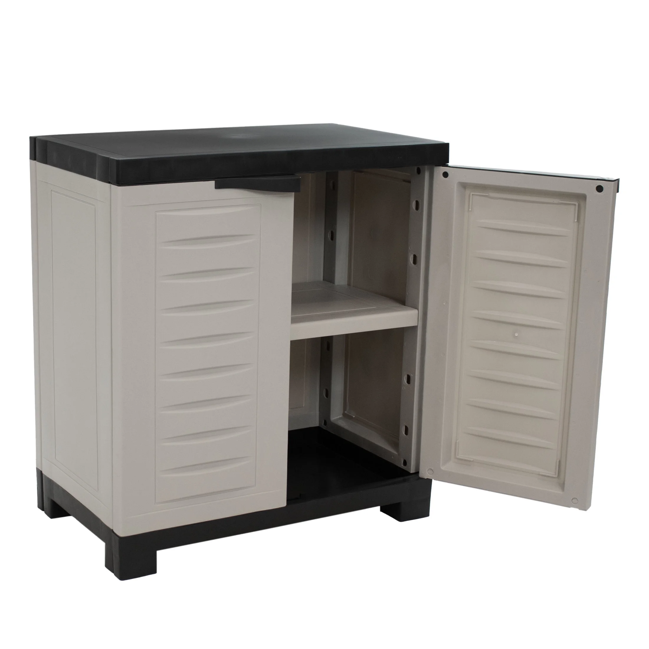 Sunnydaze Adjustable 25.5" Plastic 1-Shelf Freestanding Garage Storage Cabinet, Gray w/ Charcoal Trim - Image 13