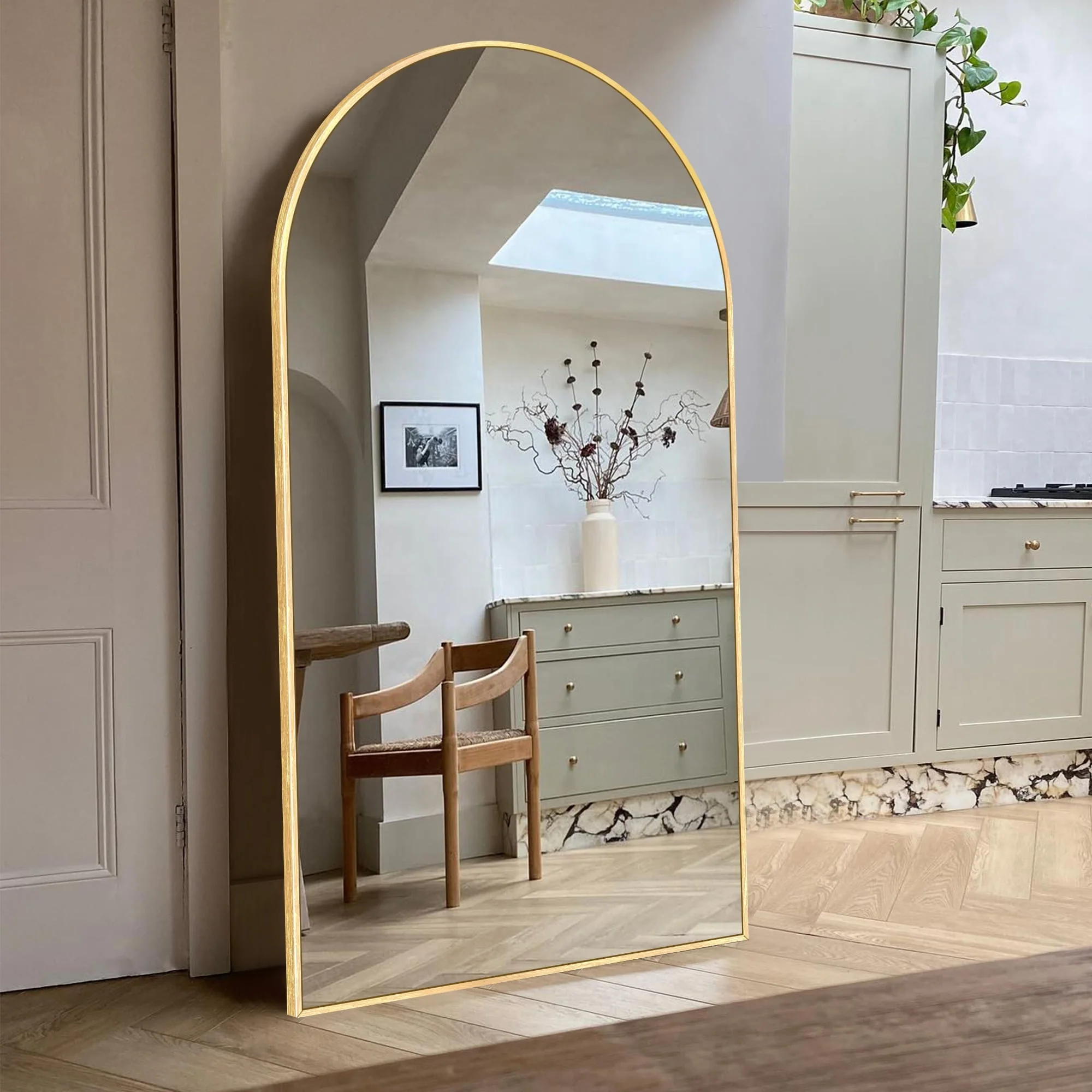 Modern Arched Full Length Floor Mirror, Aluminum Alloy Frame Standing Full Body Mirror - Image 42