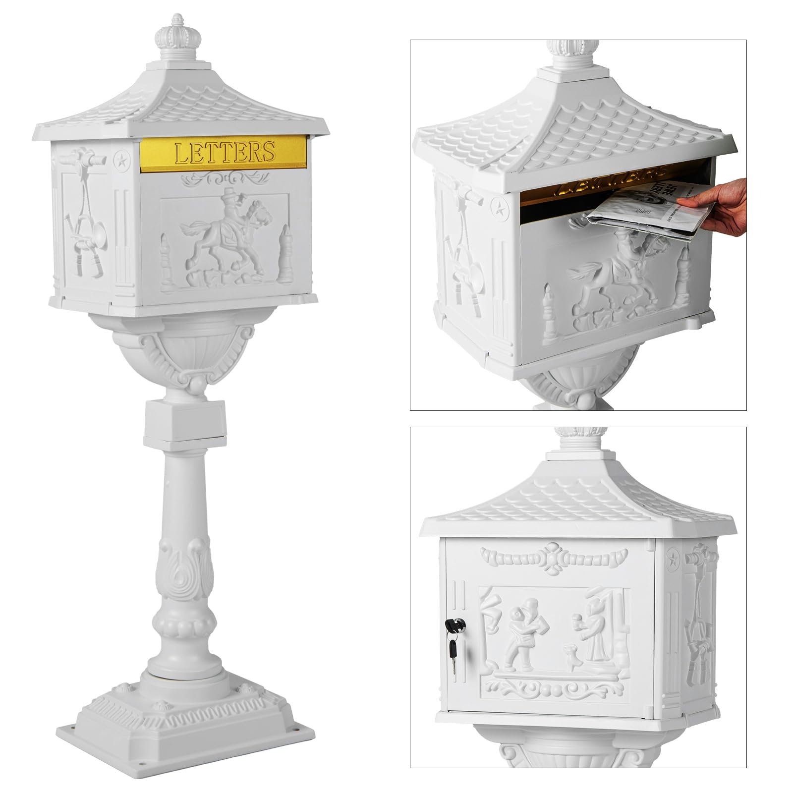 Cast Aluminum Mailbox with Post – Rustproof Weather-Resistant Mailbox Set - Image 2