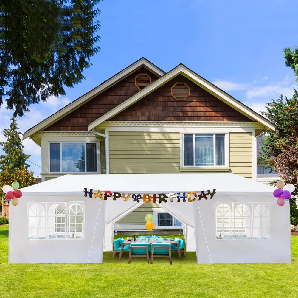 10'x30' Outdoor Party Tent with 8 Removable Sidewalls, Waterproof Canopy Patio Wedding Gazebo, White - Image 4