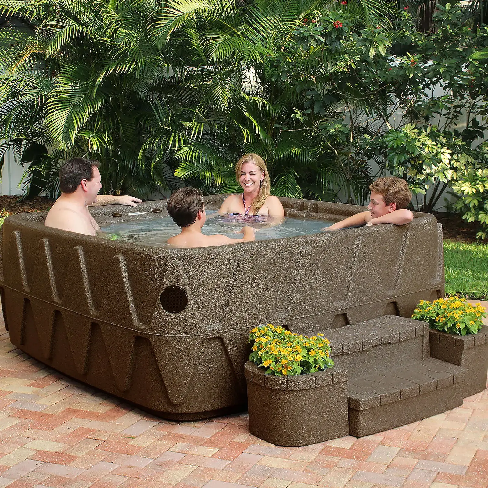 Square Plug And Play Hot Tub with Ozonator - Image 2
