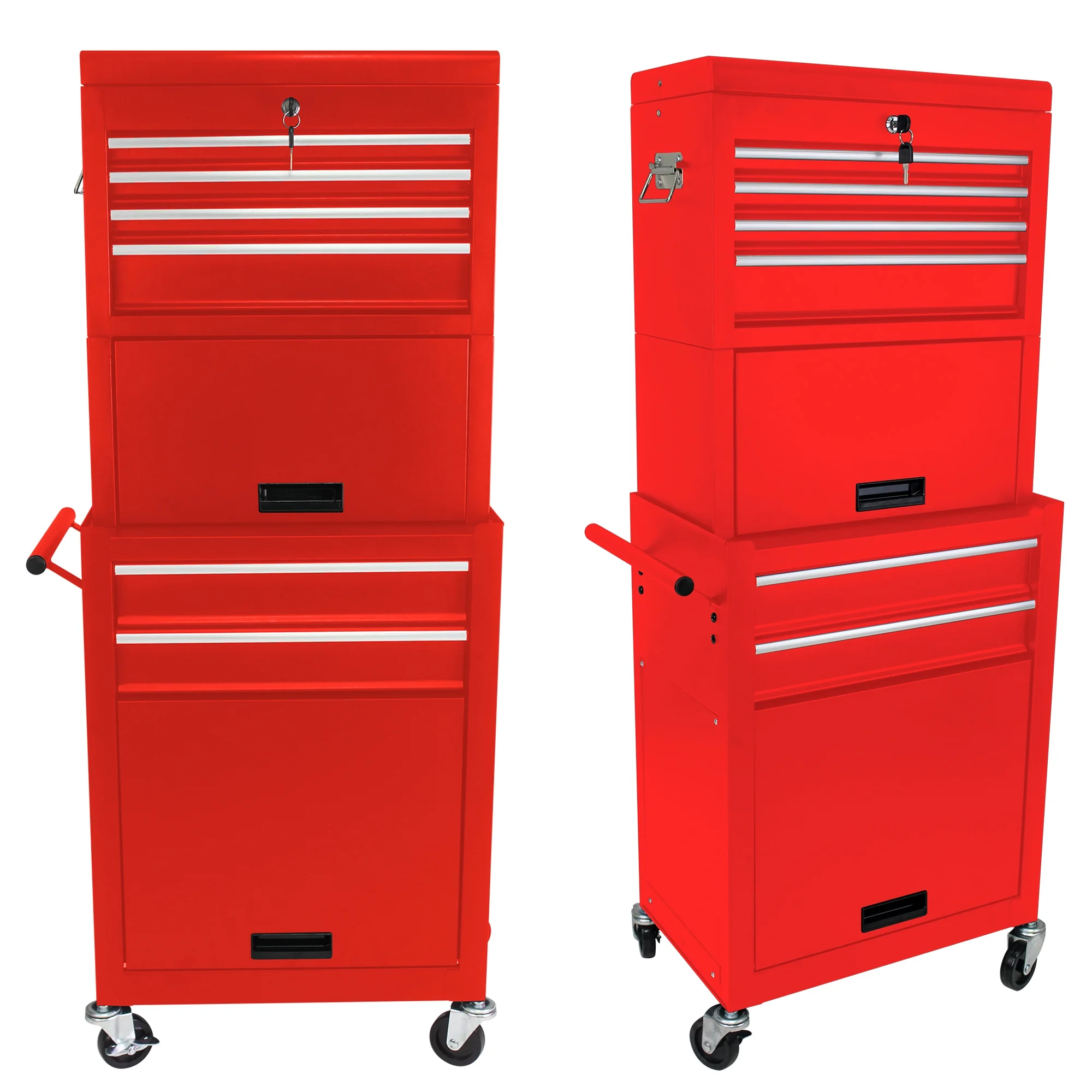 NIGSQJB 3-In-1 Tool Chest on Wheels with 6 Drawers, 52"H Tool Storage Cabinet with Auto Locking System,Detachable Top,Tool Box Organizer for Garage,Workshop,Repair Shop,DIY, Red - Image 9