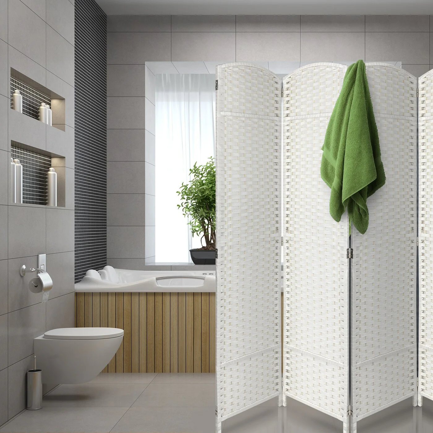 Tall Folding Room Divider Screen, Portable Privacy Partition Wall Panel for Bedroom, Living Room and Office - Image 19