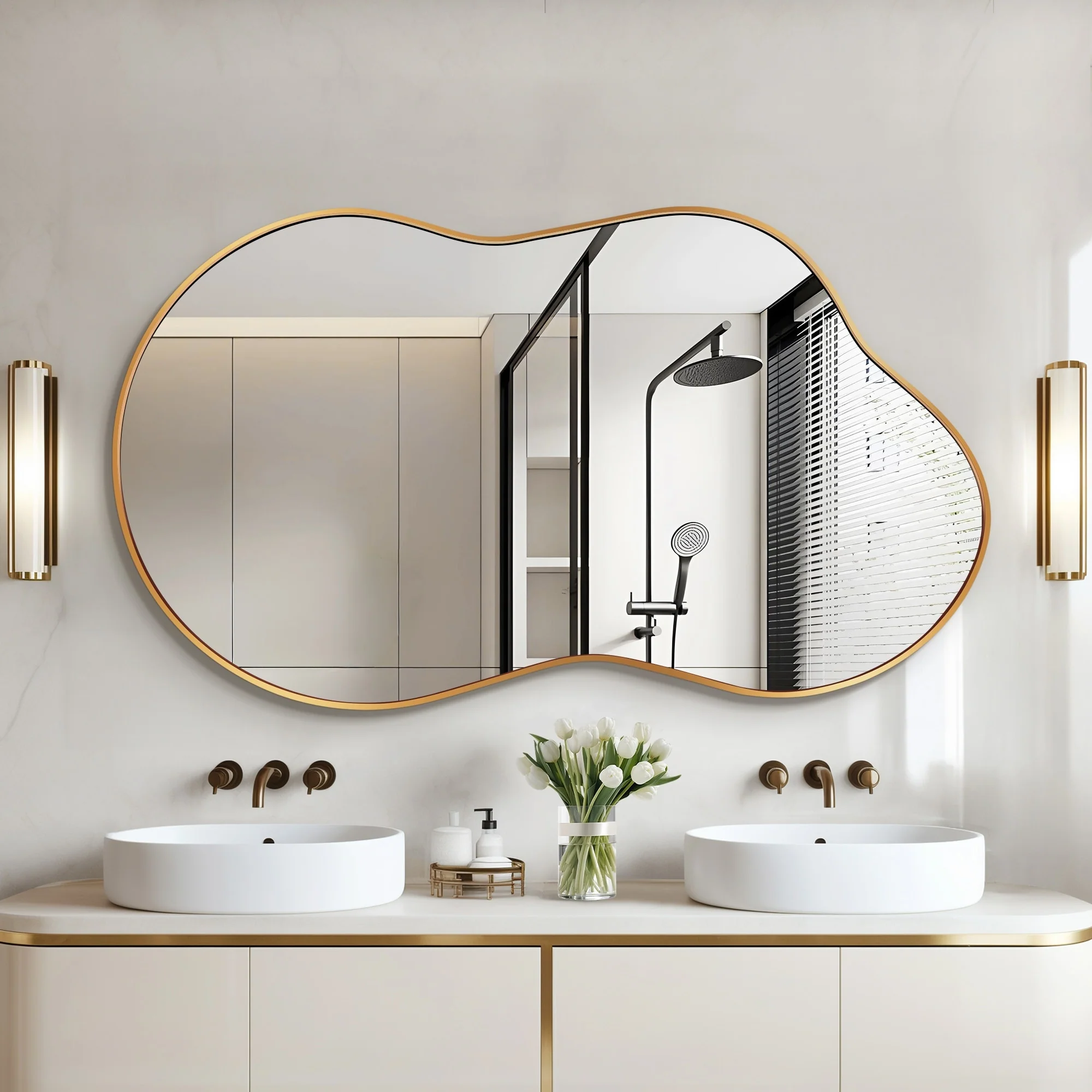 Asymmetrical Irregular Wall Mirror, Modern Decorative Accent Mirror for Living Room, Bedroom and Entryway - Image 14