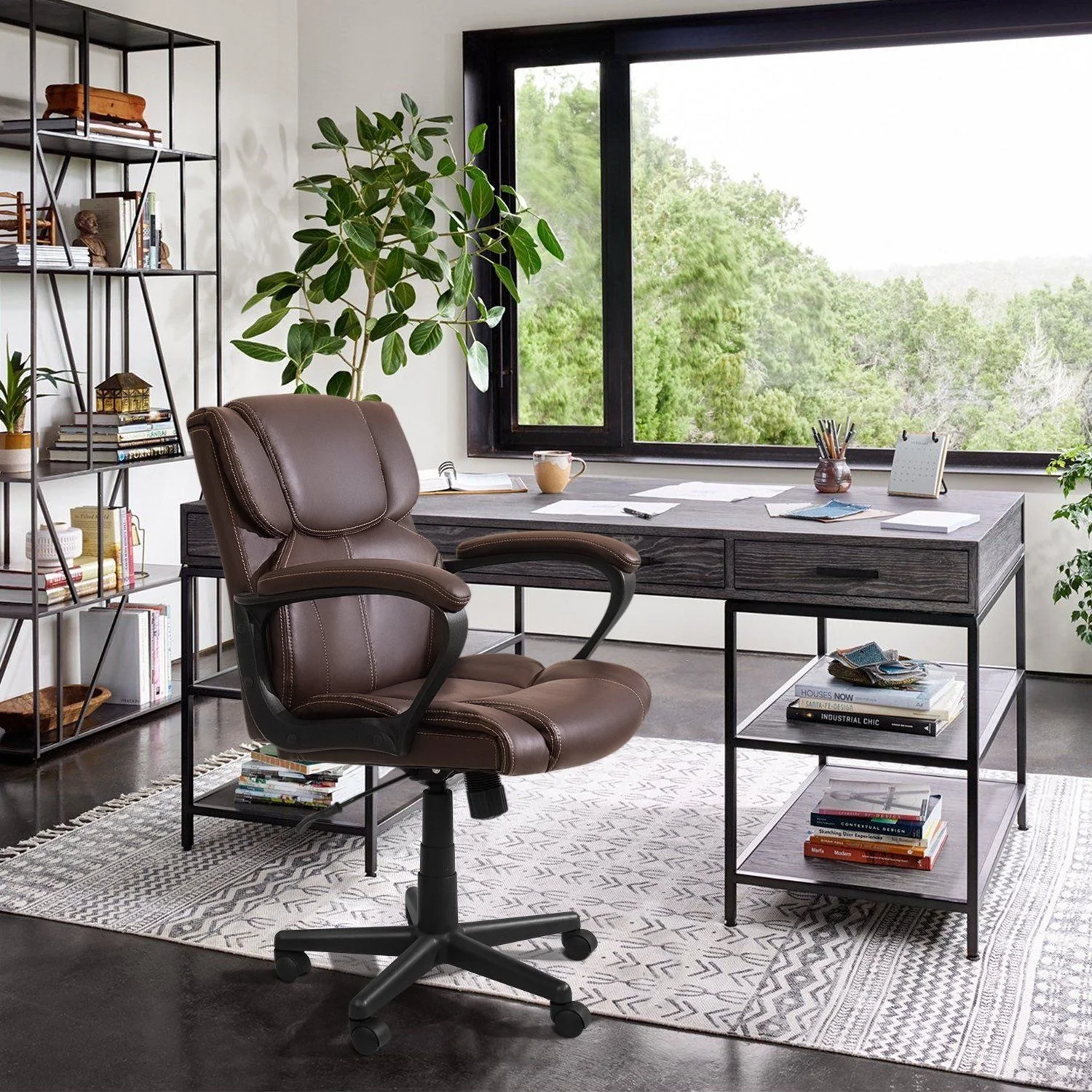 Mid Back Office Chair, Ergonomic Swivel Computer Task Chair for Home Office, Work and Study - Image 10