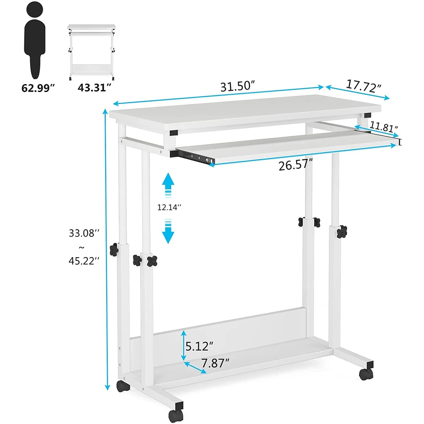 Height Adjustable Laptop Desk, Portable Sofa and Bed Table for Work and Study - Image 10