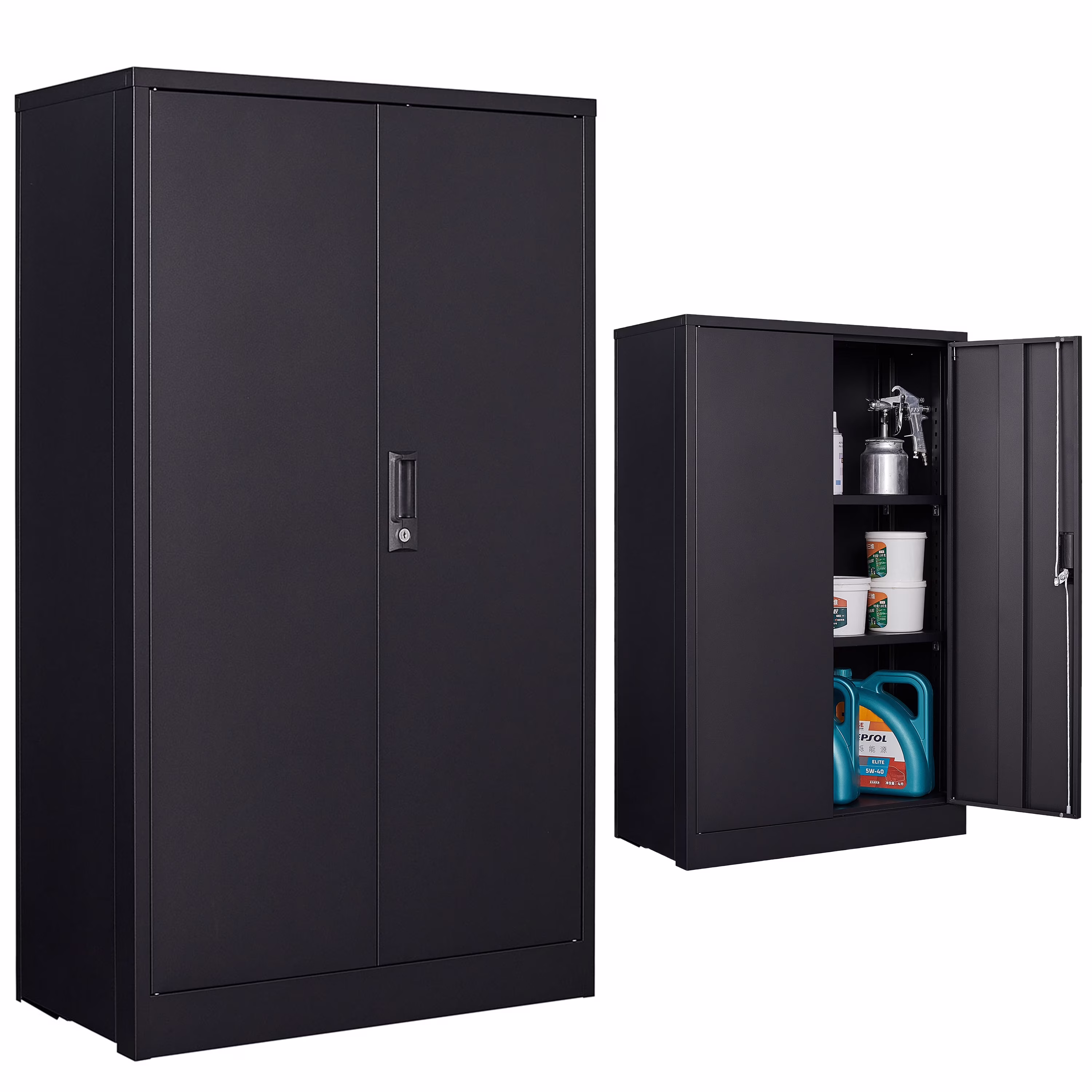 Metal Storage Cabinet with Locking Doors and Adjustable Shelf, Folding Filing Storage Cabinet, Rolling Storage Locker Cabinet for Home Office,School,Garage, White - Image 3