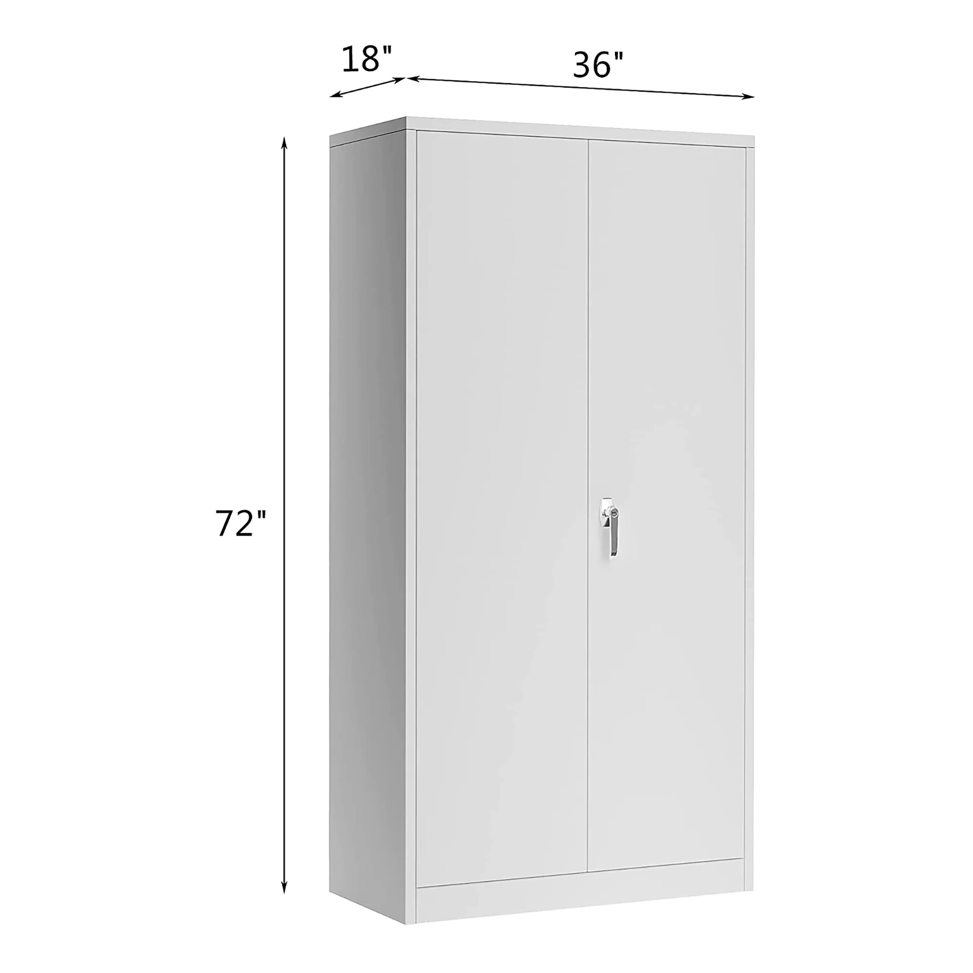 Aobabo 72 Inch Locking Storage Cabinet w/ Adjustable Shelves, Gray - Image 2