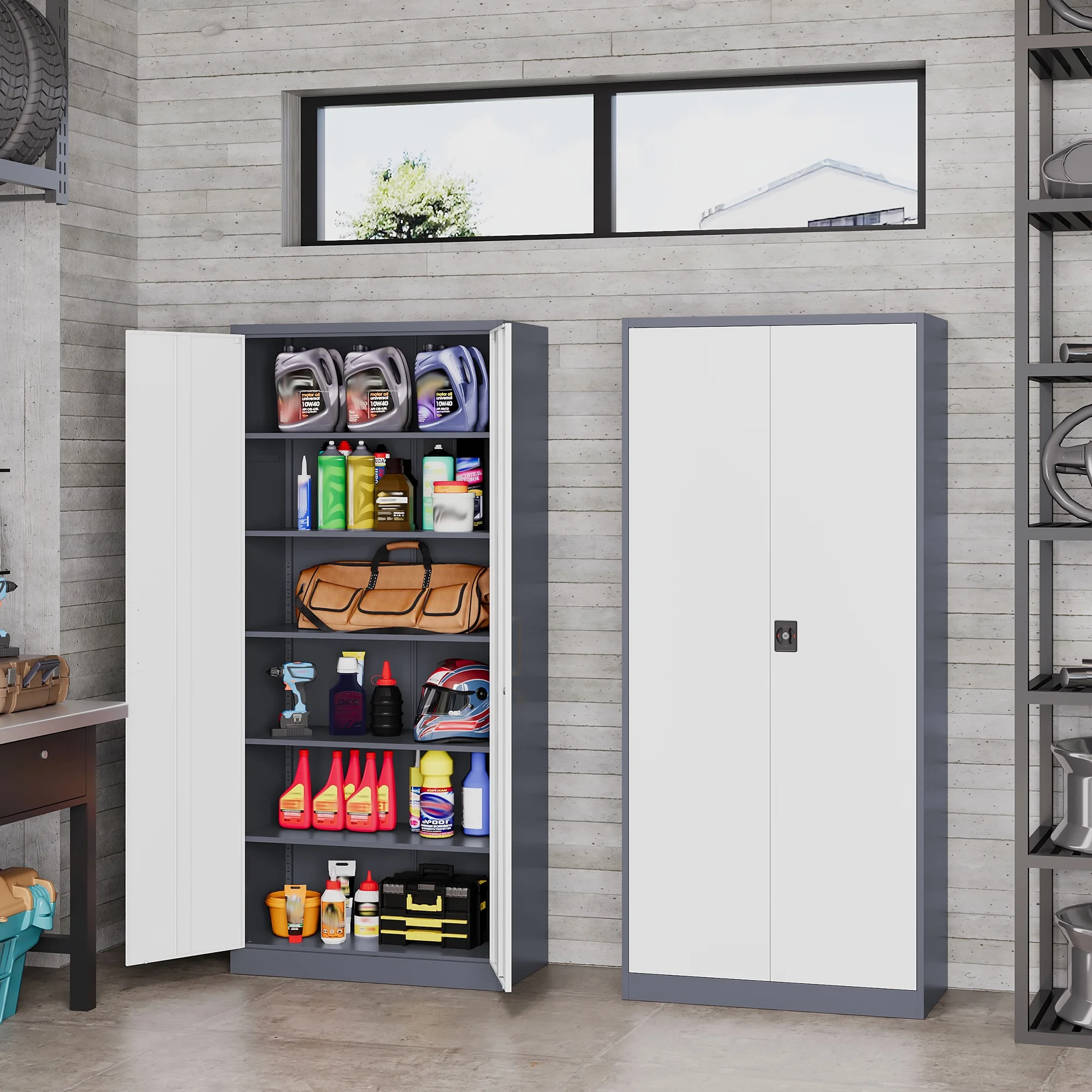 AUHUP Metal Storage Cabinet with Wheels, 73" Rolling Garage Storage Cabinets with 4 Adjustable Shelves & Locking Doors,Black Tool Cabinet for Garage,Home,Warehouse,Workshop - Image 21