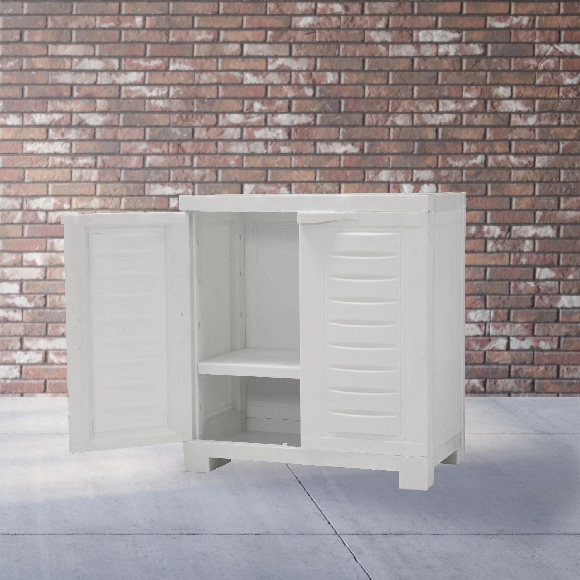 Sunnydaze Adjustable 25.5" Plastic 1-Shelf Freestanding Garage Storage Cabinet, Gray w/ Charcoal Trim - Image 26