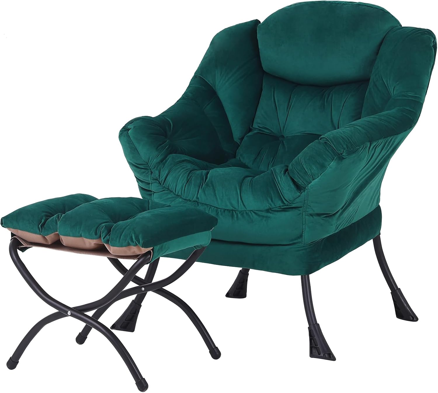 Lazy Chair with Ottoman, Reading Chair with Footrest, Dark Grey - Image 19