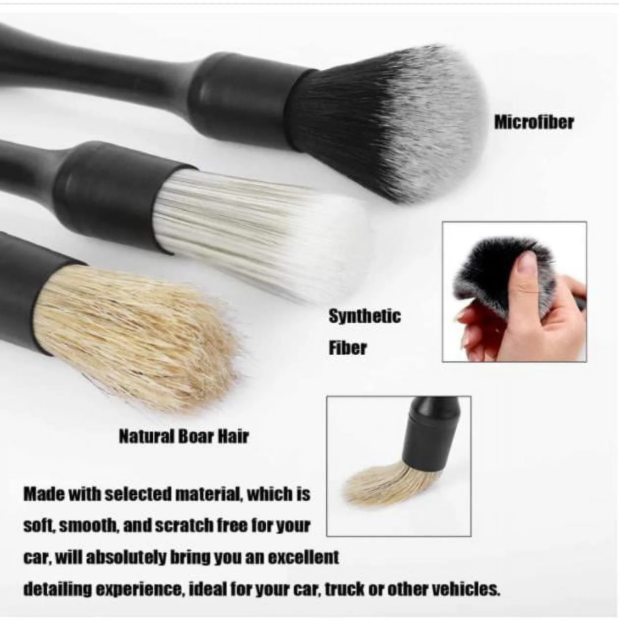 OBOSOE 7 PCS Car Detail Brush Set, Ultra-Soft Cleaning Tool Auto Detail Brushes Kit to Wash Vehicles Interior Exterior Trim Wheel Rim - Image 6