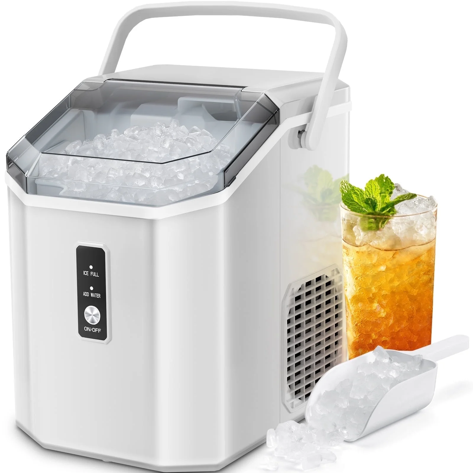 LHRIVER Countertop Nugget Ice Maker, 35Lbs/24H, Soft Chewable Ice, Ice Scoop, Self-Cleaning, White - Image 9