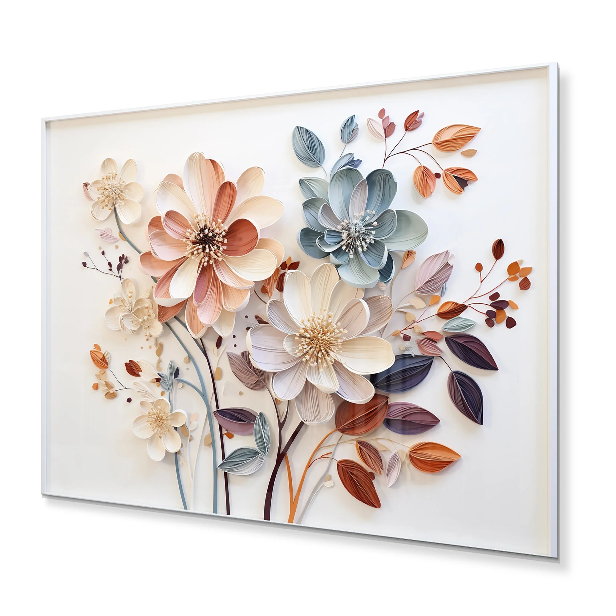 White Botanical Collage Metal Wall Art, Abstract Botanical Decor for Living Room - Image 2