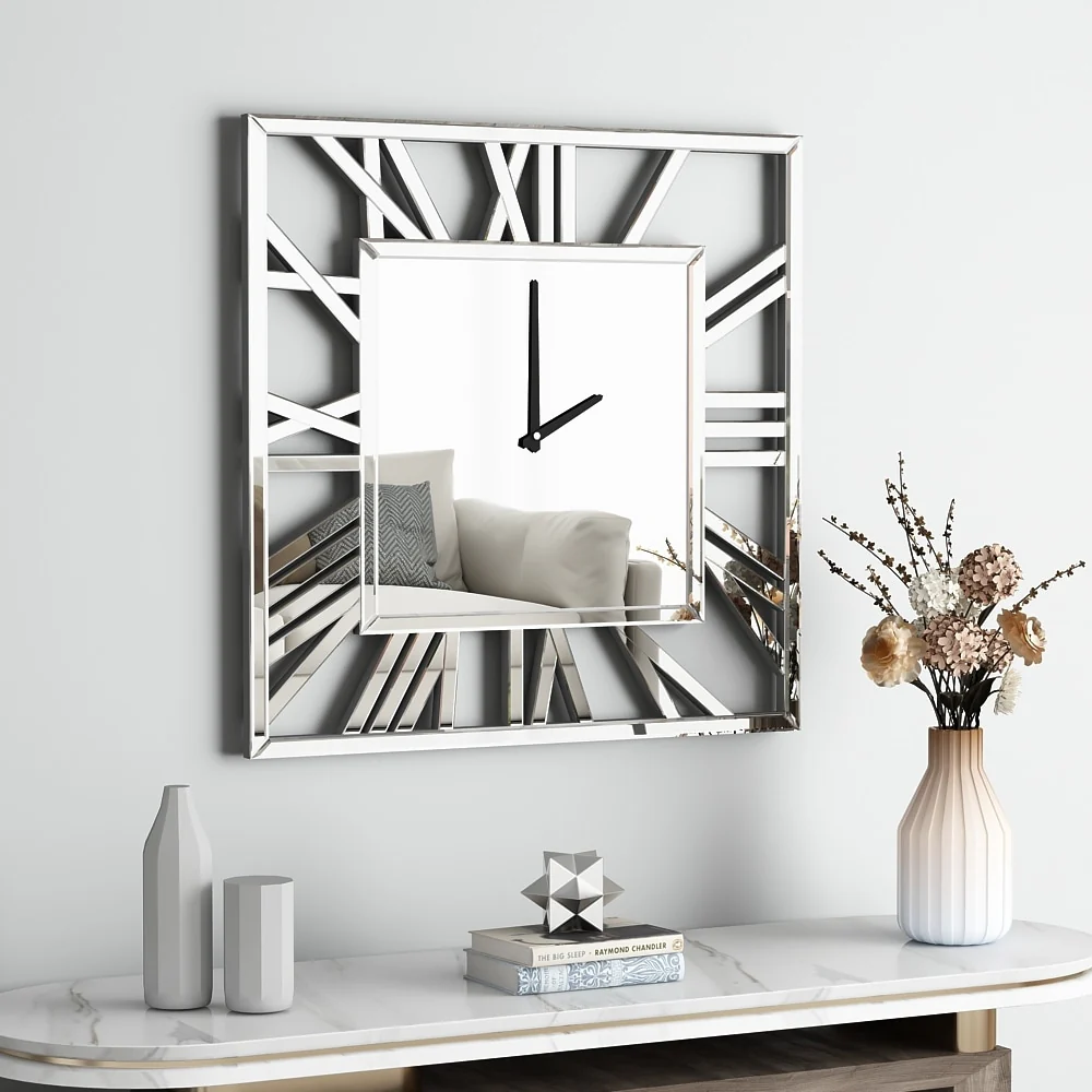 Large Modern Mirrored Wall Clock, Oversized Decorative Hanging Clock for Living Room, Bedroom and Home Decor - Image 3