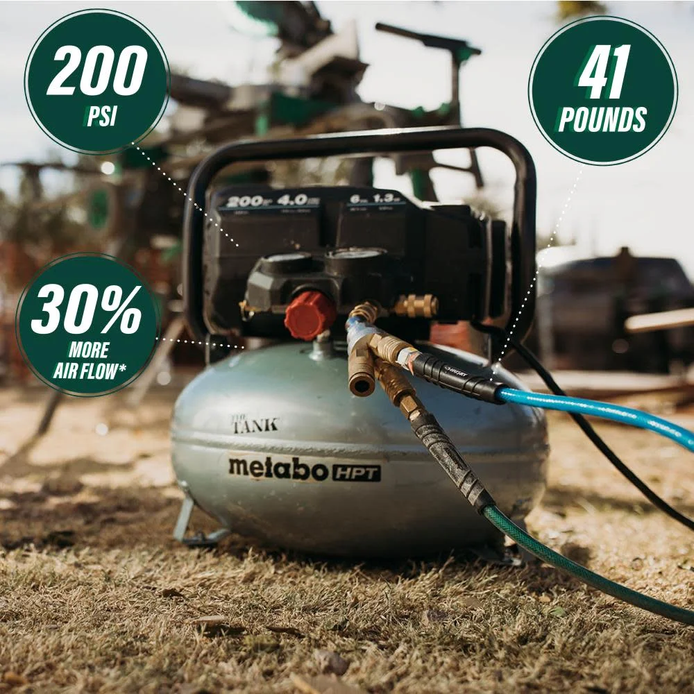 Metabo HPT Air Compressor, THE TANK, Portable Pancake Air Compressor 200 PSI, 6 Gallon Tank, Versatile for Use with Framing, Siding, Finish, Brad or Roofing Nailers, EC914S - Image 2