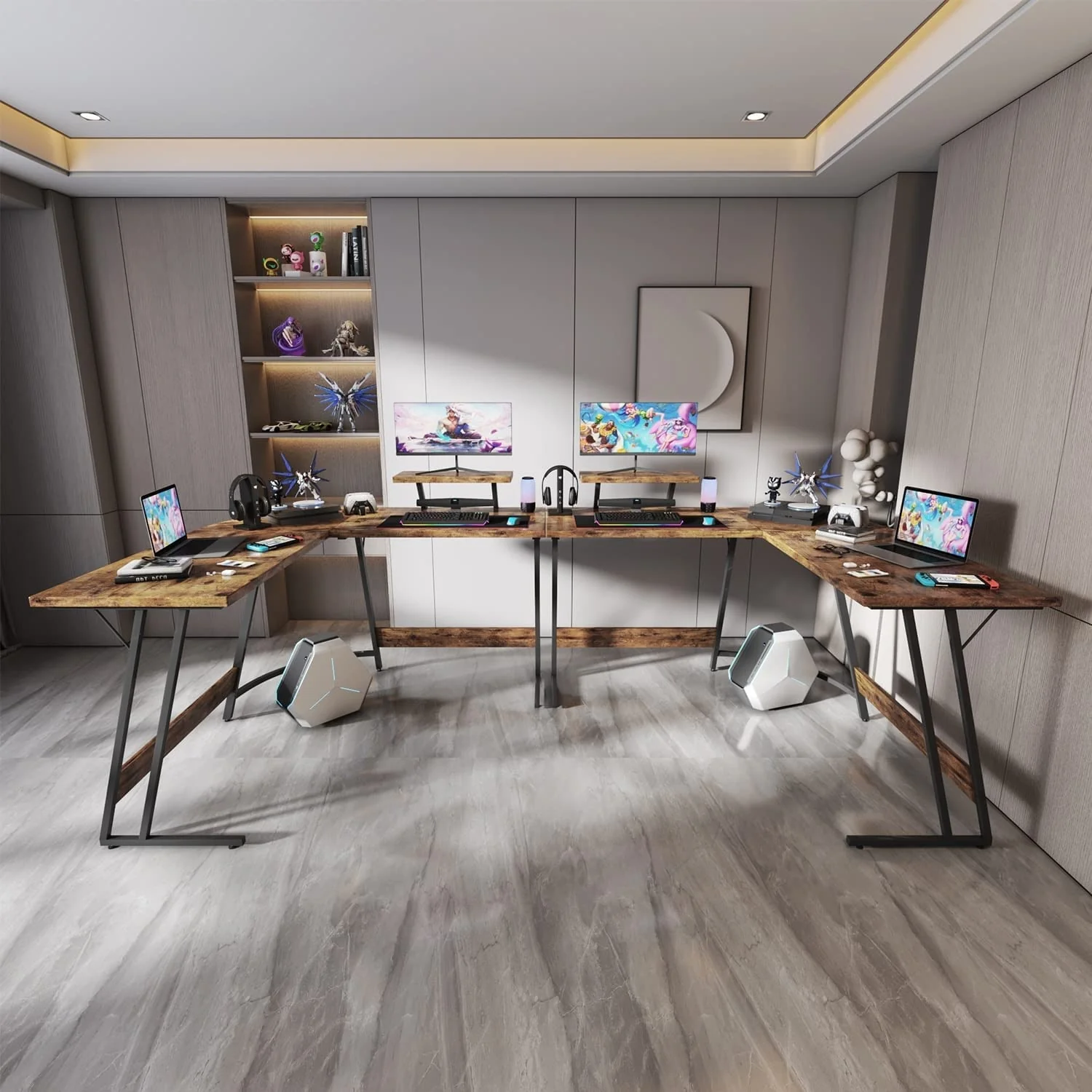 L Shaped Gaming Desk, Corner Computer PC Workstation for Gaming, Home Office and Study - Image 17