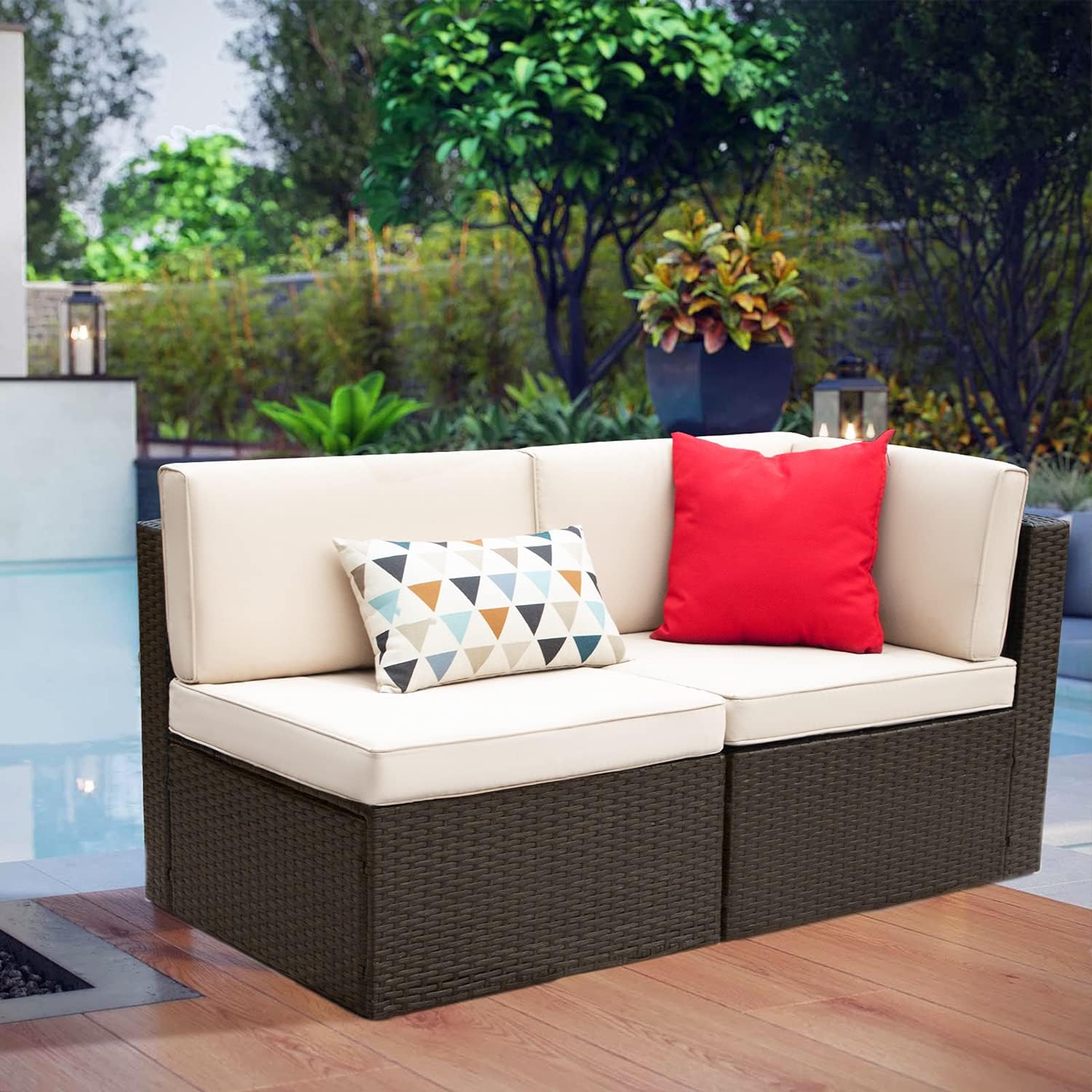 5-Piece All-Weather Patio Furniture Set with Cushions, Outdoor Wicker Conversation Sofa Set for Garden, Deck & Backyard - Image 23