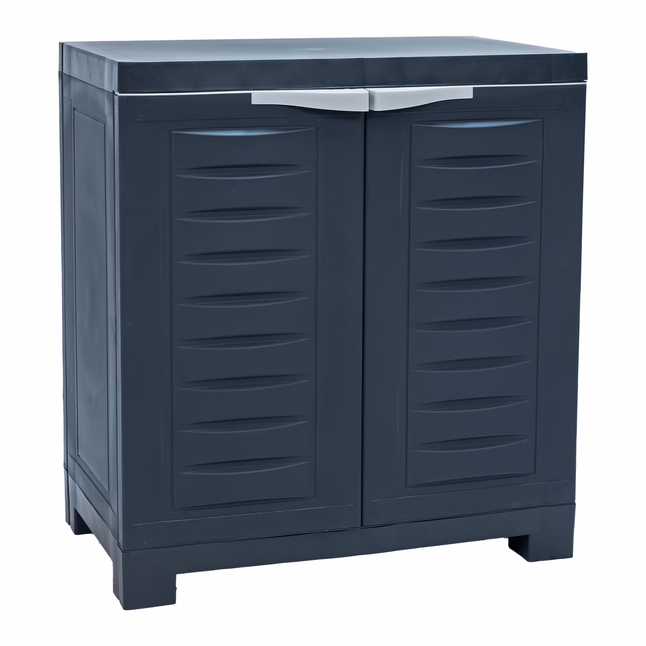 Sunnydaze Adjustable 25.5" Plastic 1-Shelf Freestanding Garage Storage Cabinet, Gray w/ Charcoal Trim - Image 3