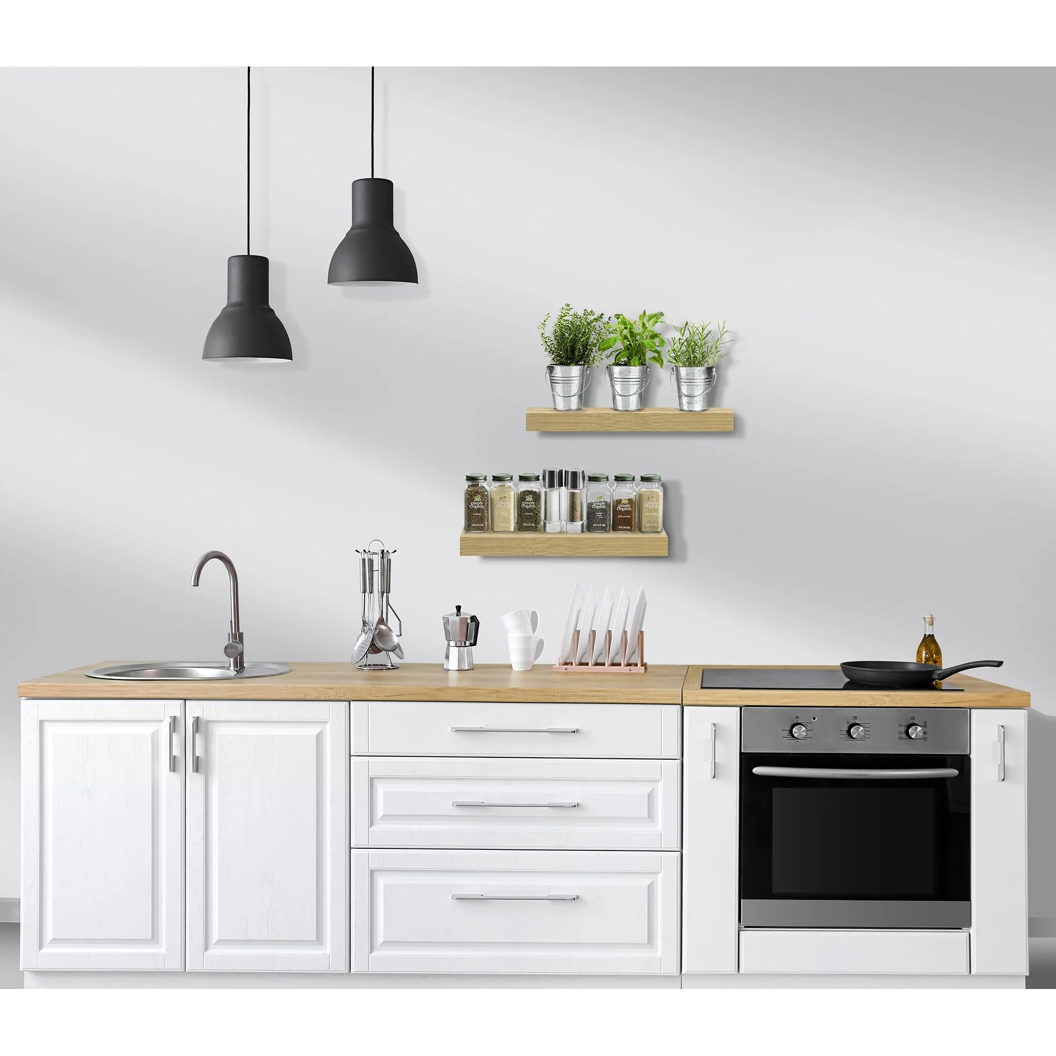 16 Inch Floating Wall Shelves, 3 Pack Farmhouse Hanging Display and Storage Shelves - Image 14