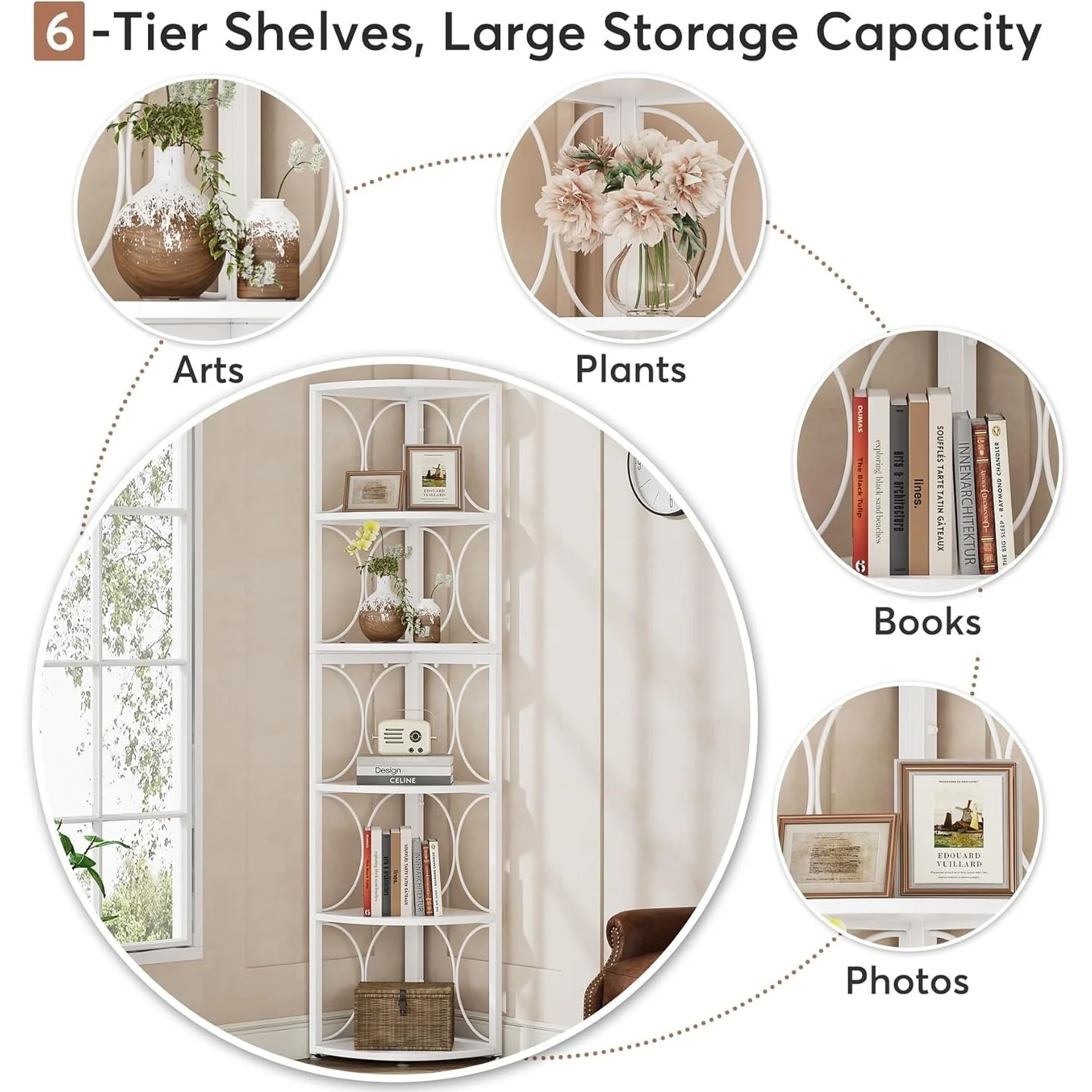 67 Inch Tall Corner Shelf, Freestanding Corner Bookshelf and Storage Shelving Unit - Image 5