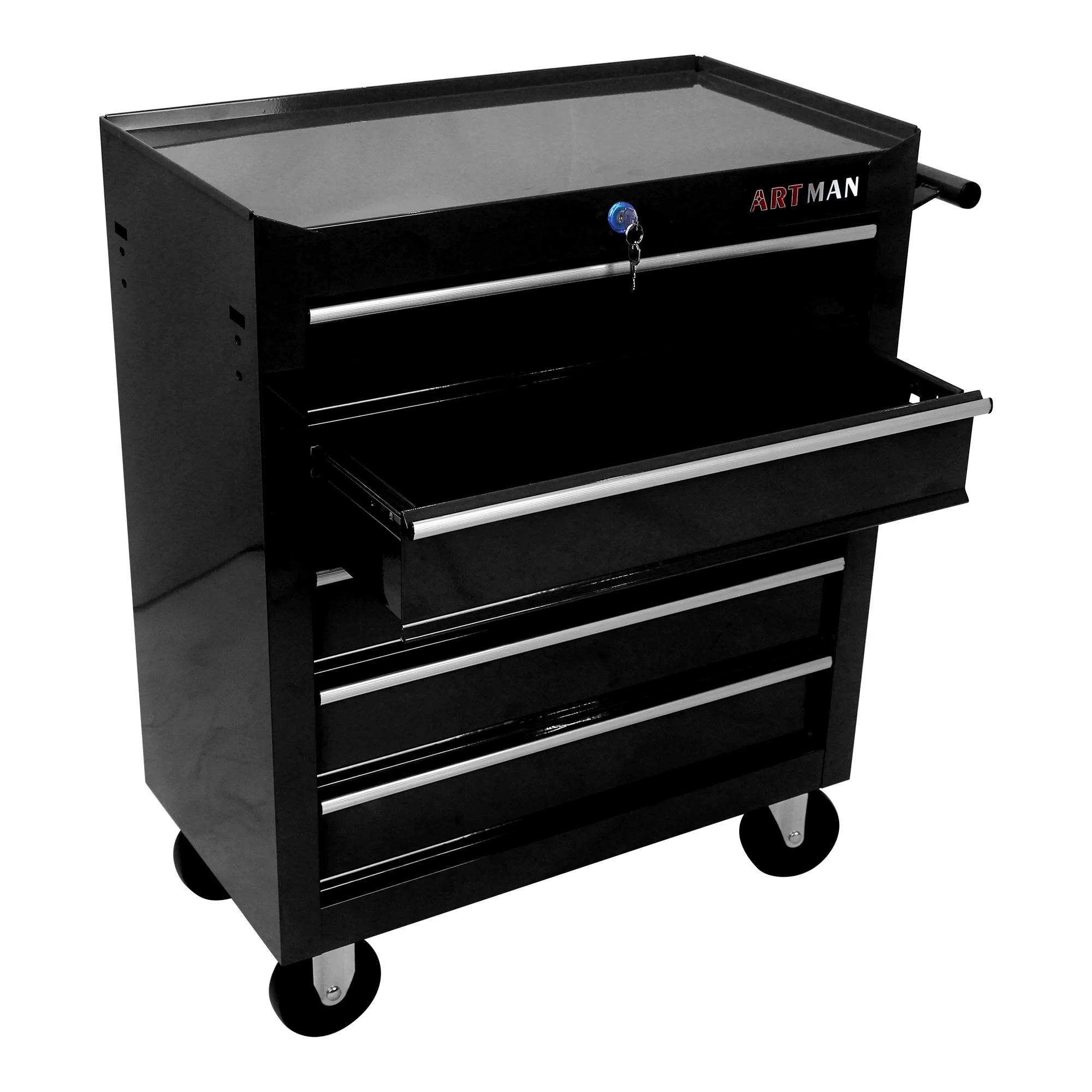 5-Drawer Rolling Tool Chest on Wheels, 24-inch Tool Storage Cabinet with Locking System for Garage Workshop Warehouse Repair Shop, Red - Image 15
