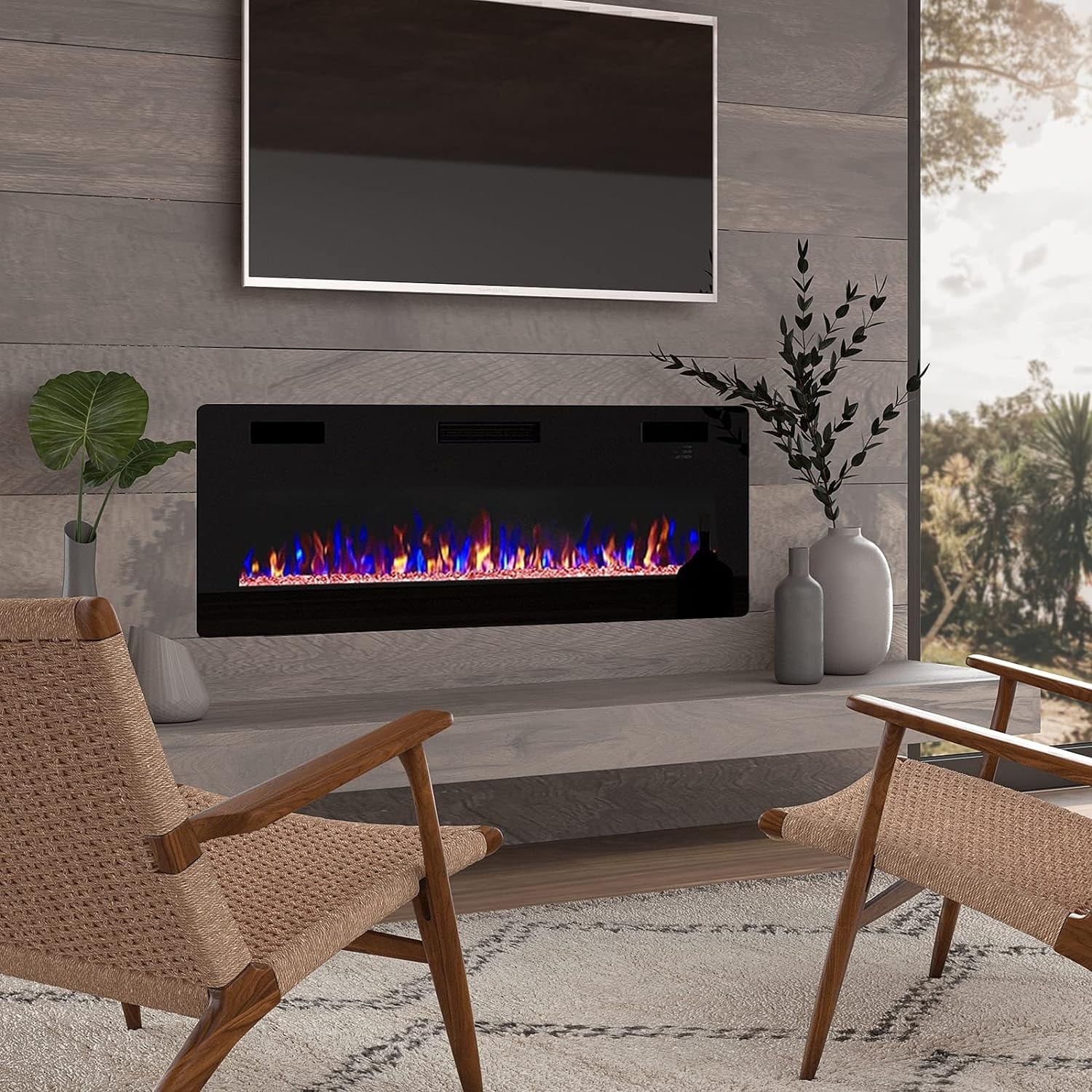 30-72 Inch Ultra-Thin Electric Fireplace, Linear Recessed Wall Mounted Fireplace with Remote Control - Image 14
