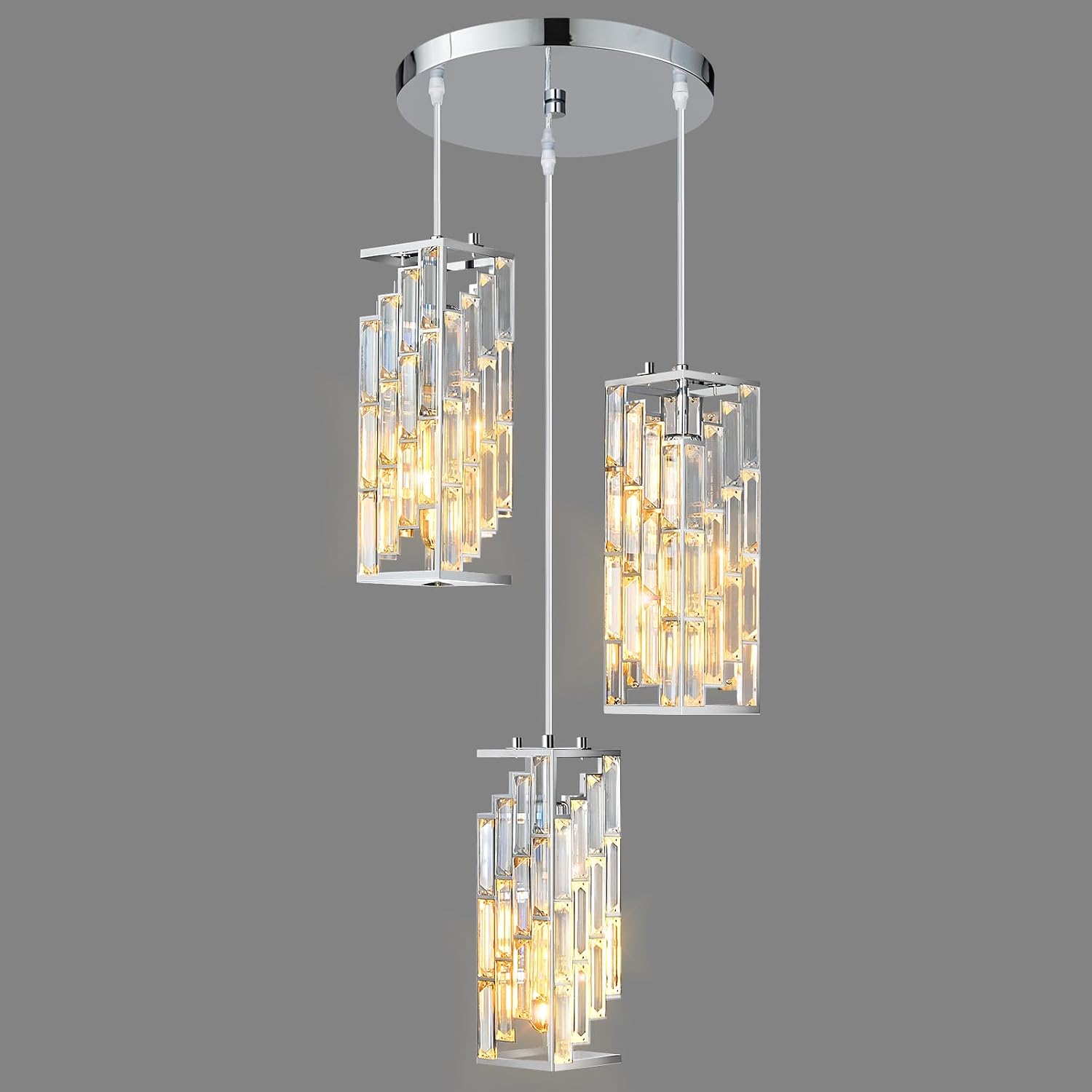 Black Pendant Lighting, Modern Pendant Light, Mini Crystal Chandeliers, Adjustable Pendant Light Fixture for Kitchen Island, Dining Room & Bedroom (3 Pack) - Image 11