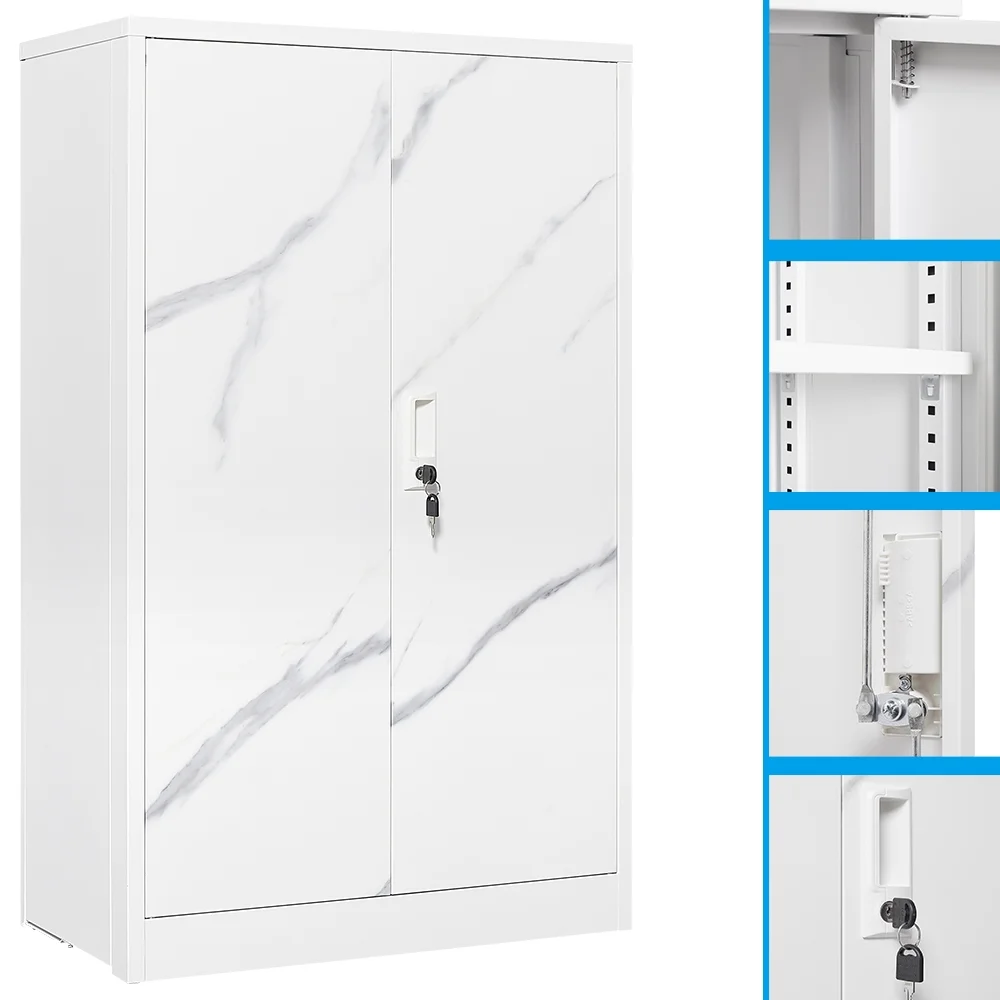 Metal Storage Cabinet with Locking Doors and Adjustable Shelf, Folding Filing Storage Cabinet, Rolling Storage Locker Cabinet for Home Office,School,Garage, White - Image 22