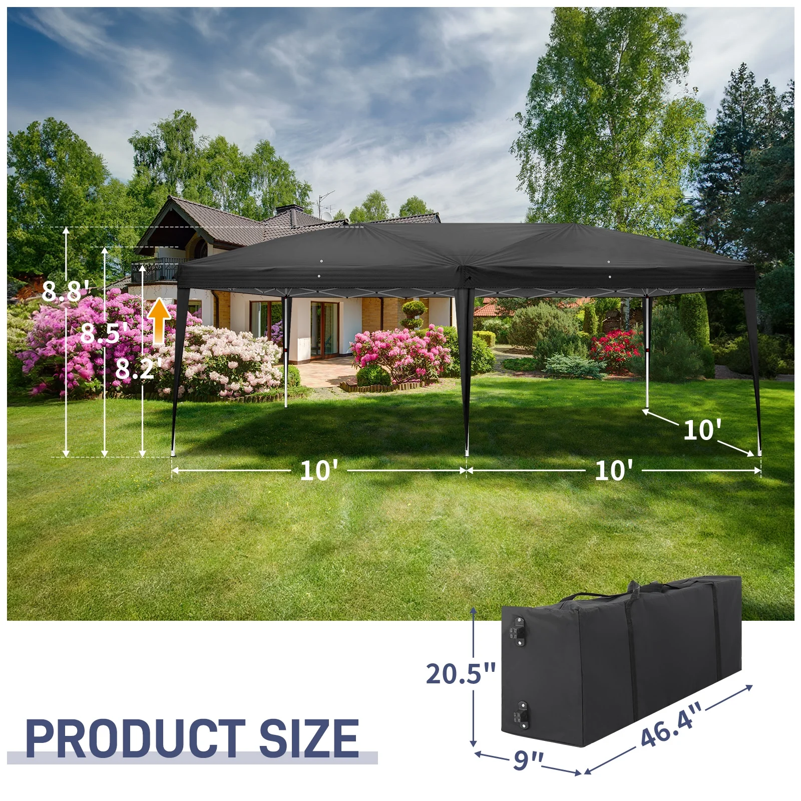 UBesGoo Ez Pop Up Patio Canopy Tent Gazebo Outdoor Party with 6 Sidewalls 10 x 20 ft Blue - Image 24