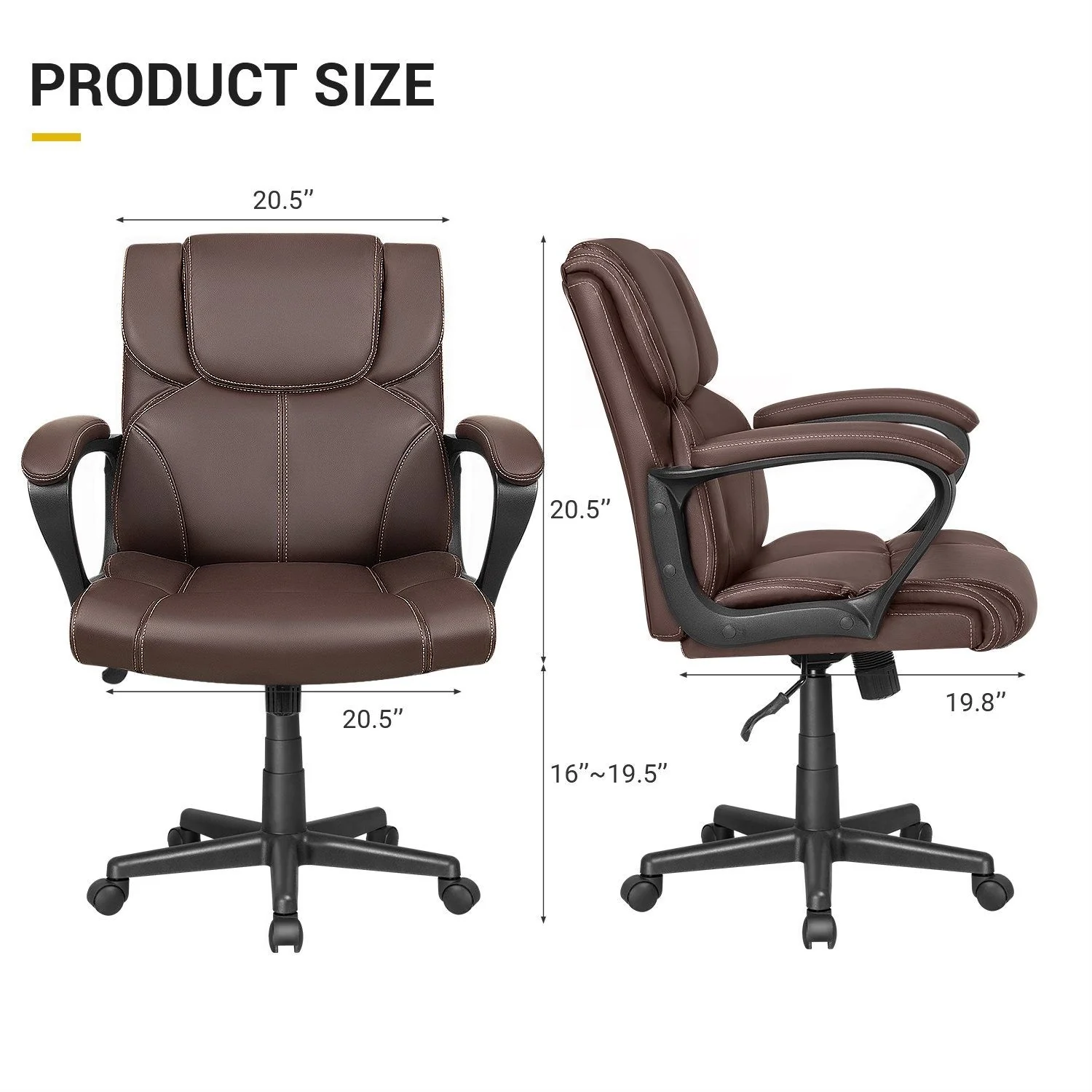 Mid Back Office Chair, Ergonomic Swivel Computer Task Chair for Home Office, Work and Study - Image 15