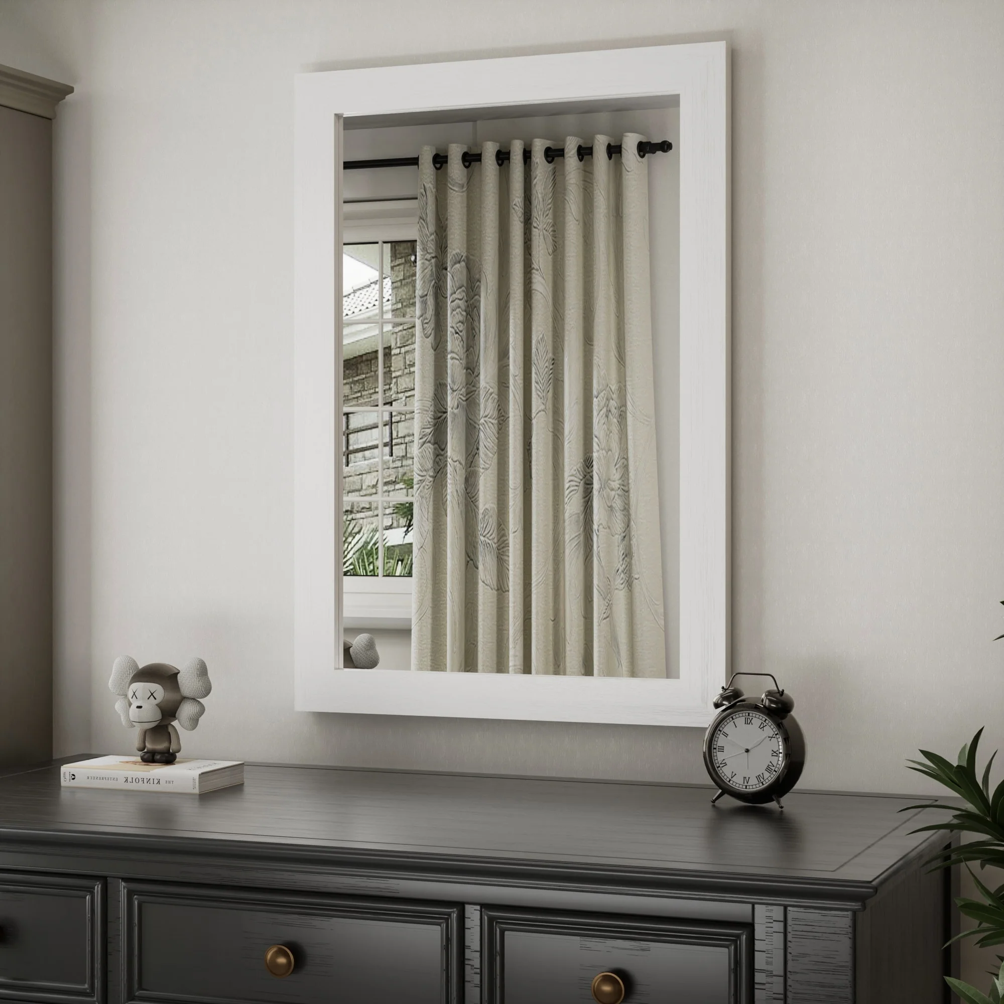 Modern Rectangular Wall Mirror with Wood Frame, Bathroom and Barn Door Mirror, Multiple Sizes - Image 23