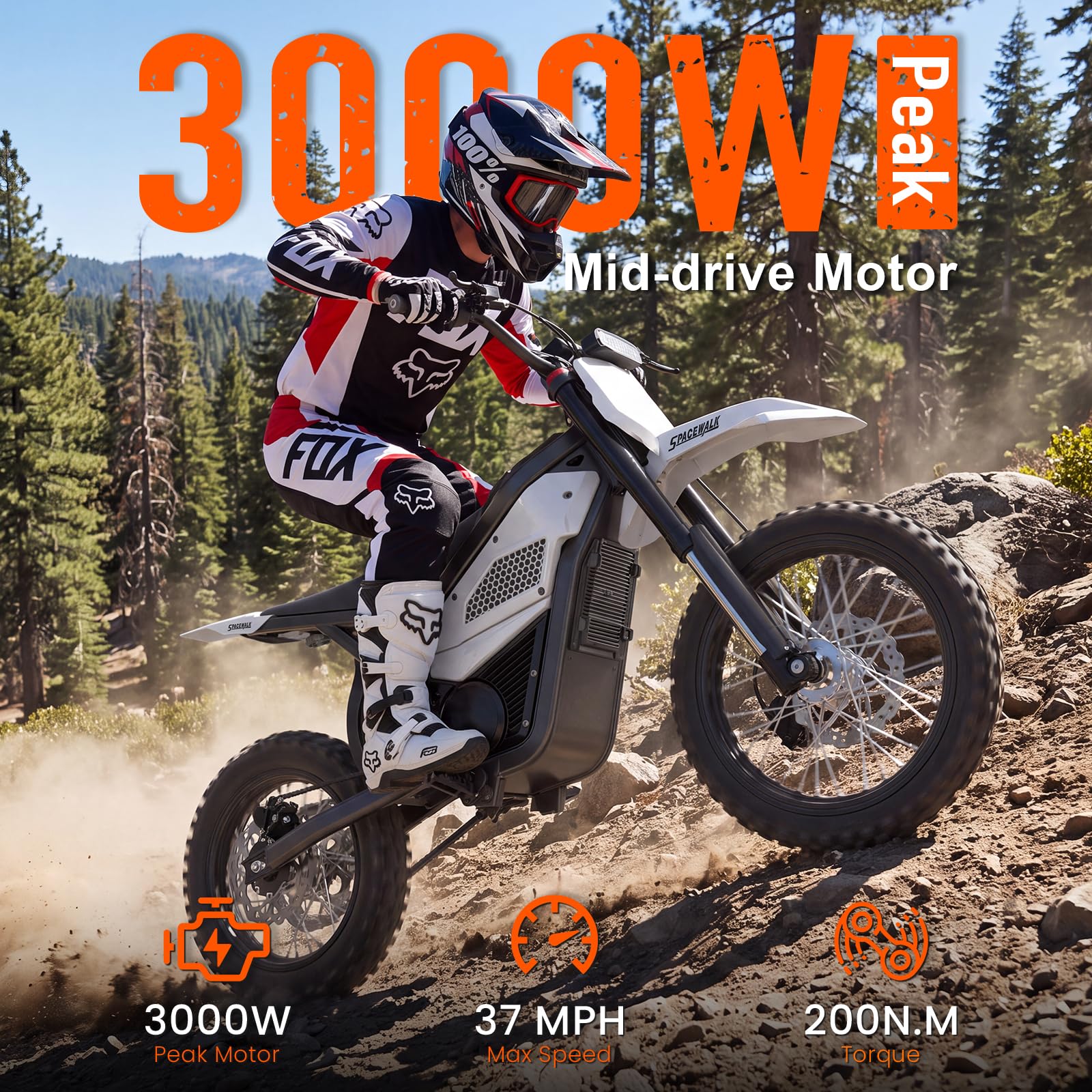 Electric Dirt Bike for Adults/Teens, 60V 55 Miles Range 3000W 37MPH - Image 4
