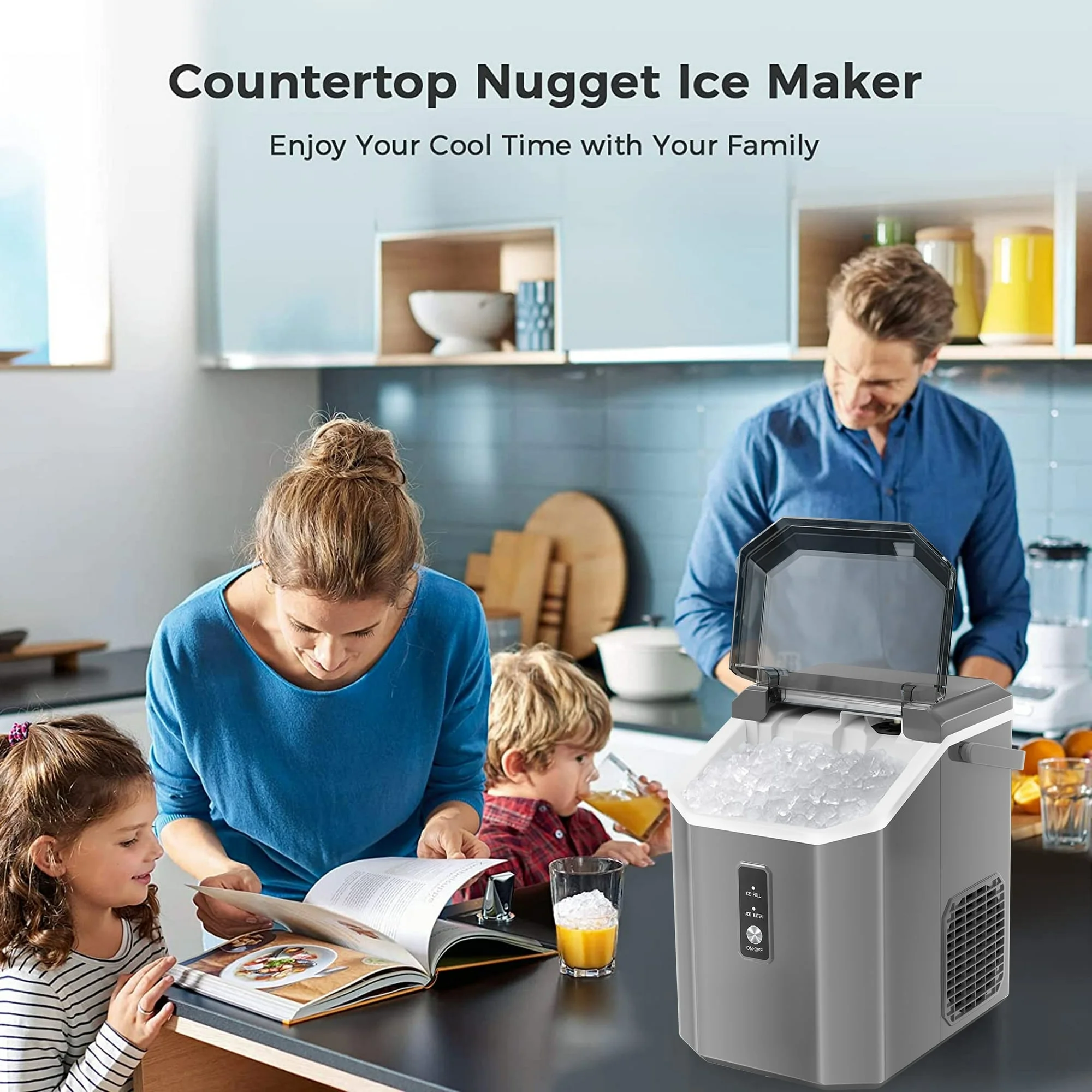 LHRIVER Countertop Nugget Ice Maker, 35Lbs/24H, Soft Chewable Ice, Ice Scoop, Self-Cleaning, White - Image 14