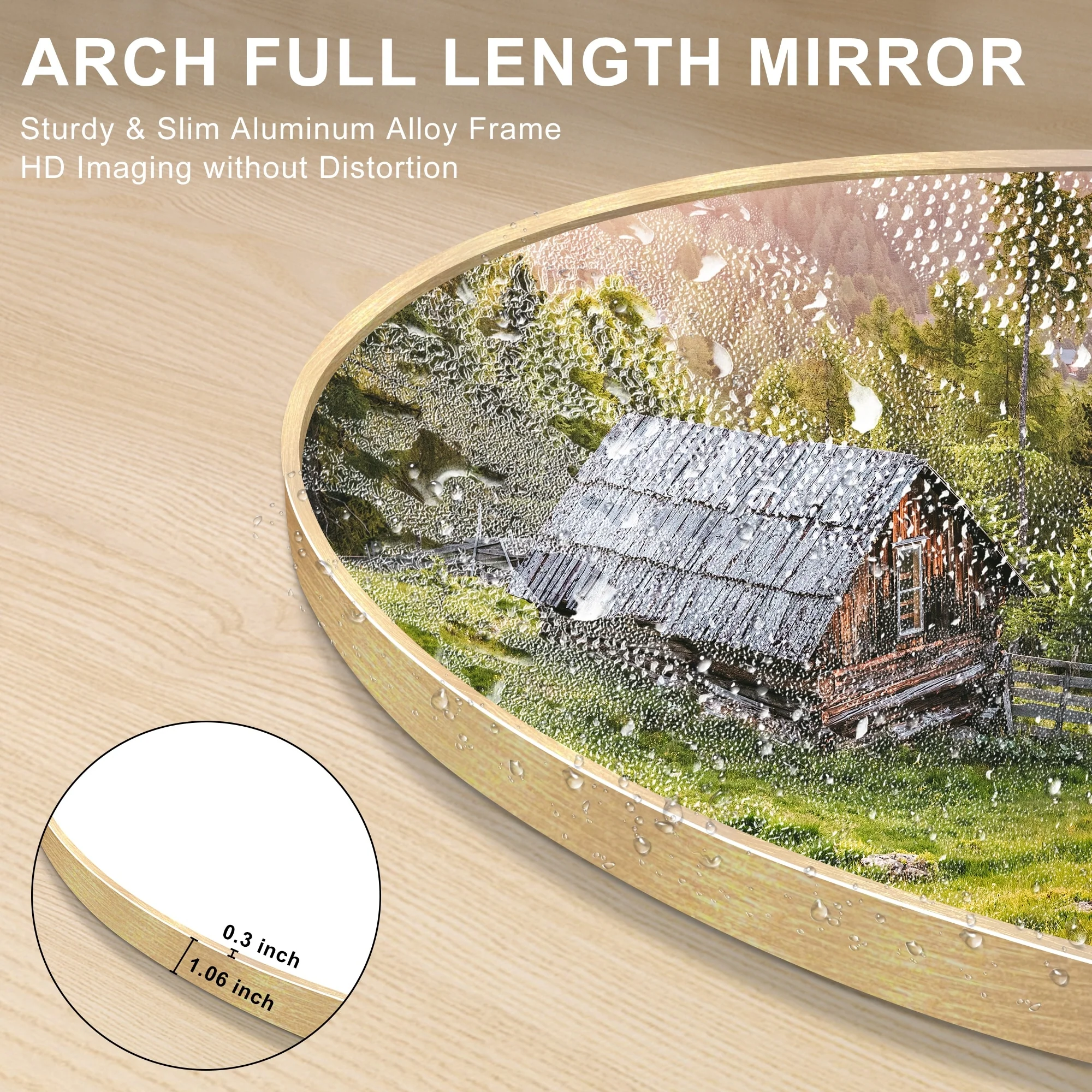 Modern Arched Full Length Floor Mirror, Aluminum Alloy Frame Standing Full Body Mirror - Image 47