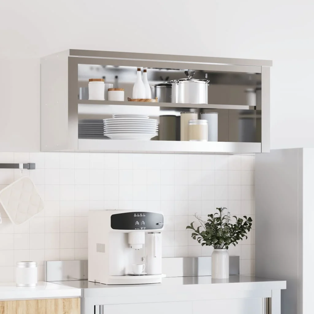 vidaXL Kitchen Wall Cabinet with Shelf Storage Restaurant Stainless Steel - Image 42