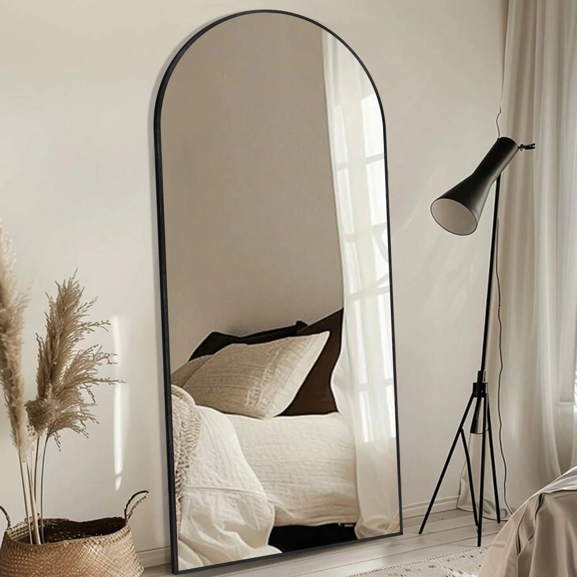 Modern Arched Full Length Floor Mirror, Aluminum Alloy Frame Standing Full Body Mirror - Image 77